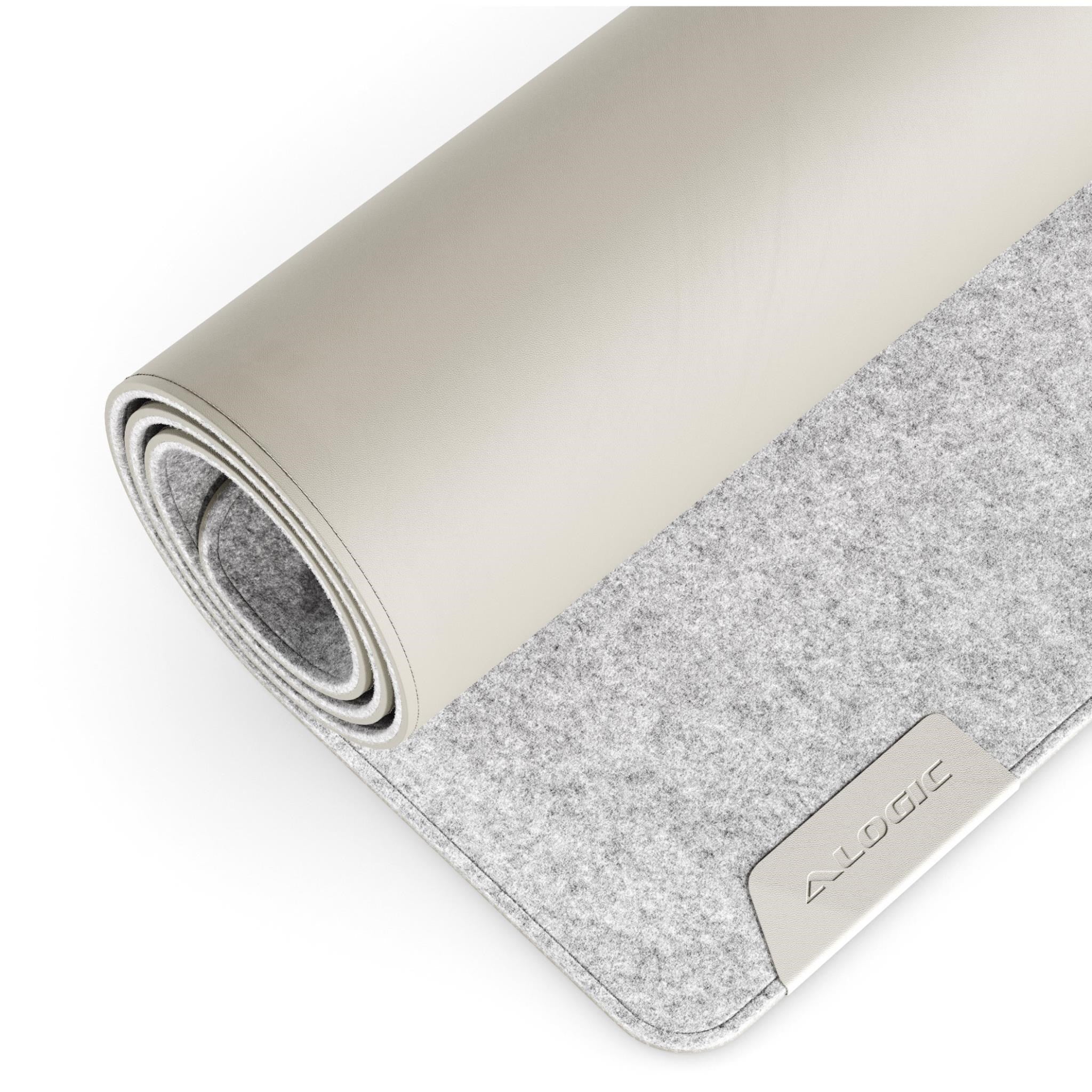 Alogic Duo Reversible Desk Mat with Premium Felt and Vegan Leather ( Light Grey/Vanilla)