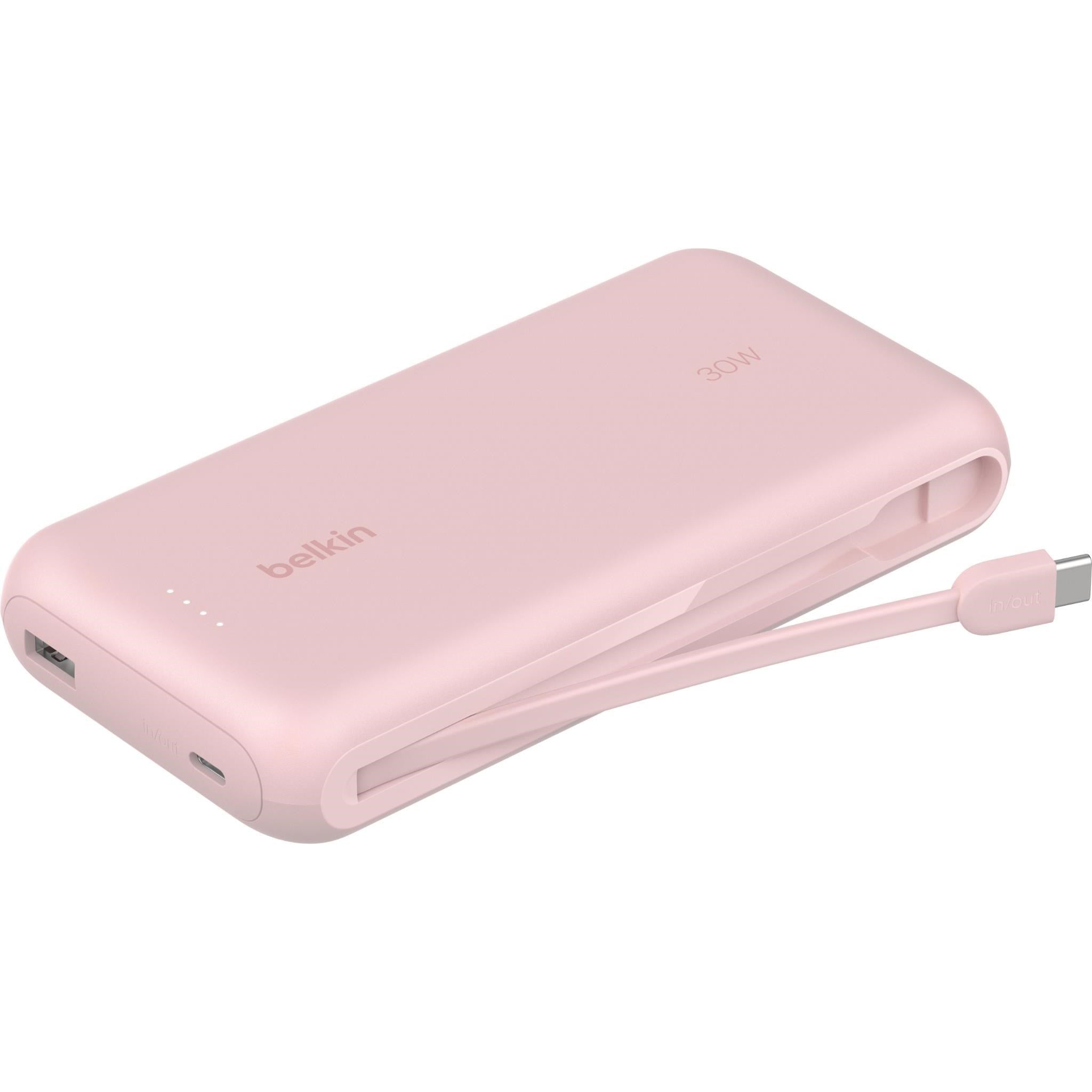 Belkin BoostCharge Power Bank 20K with Integrated Cable (Pink)