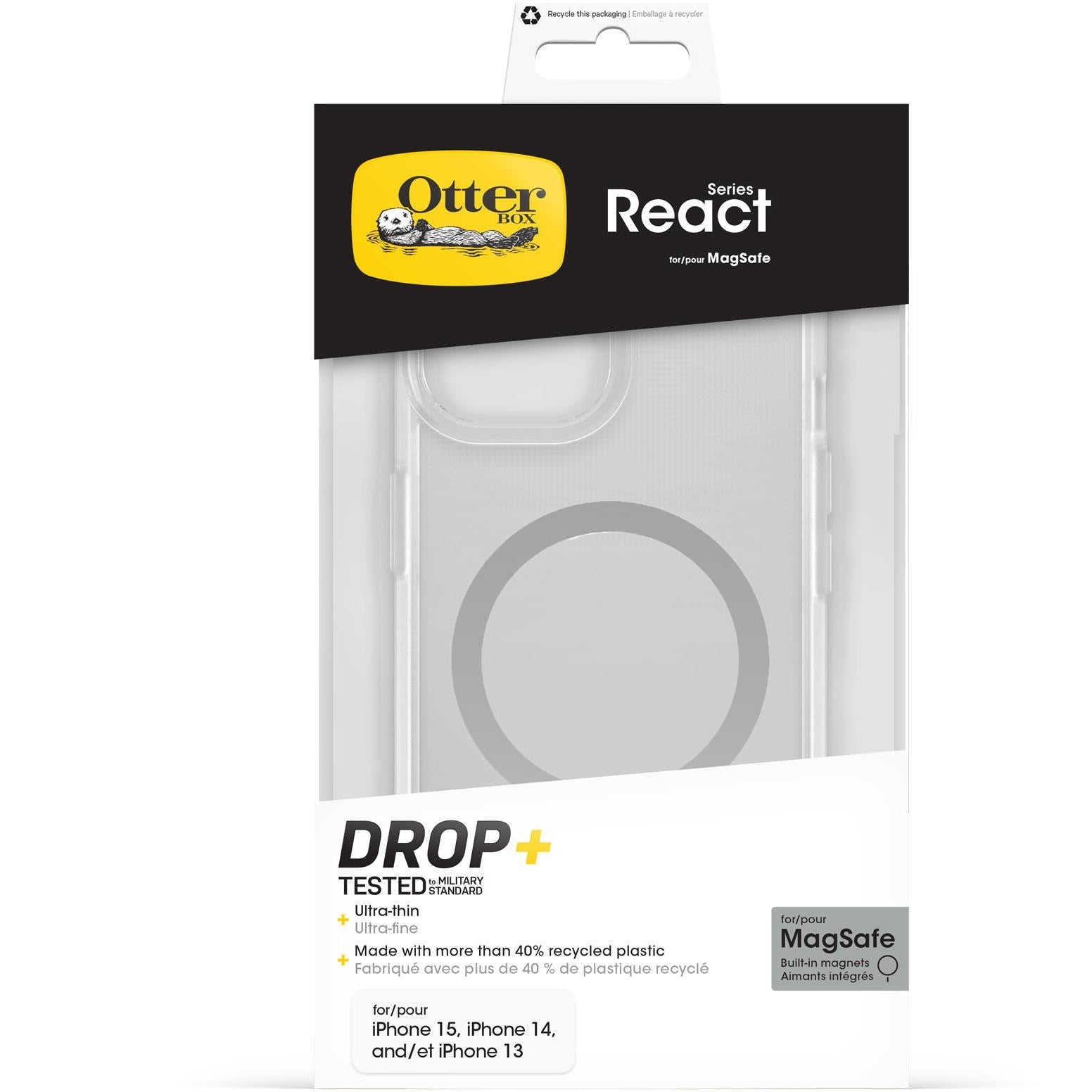 Otterbox React MagSafe Case for iPhone 17e/16e/15/14/13 (Clear)