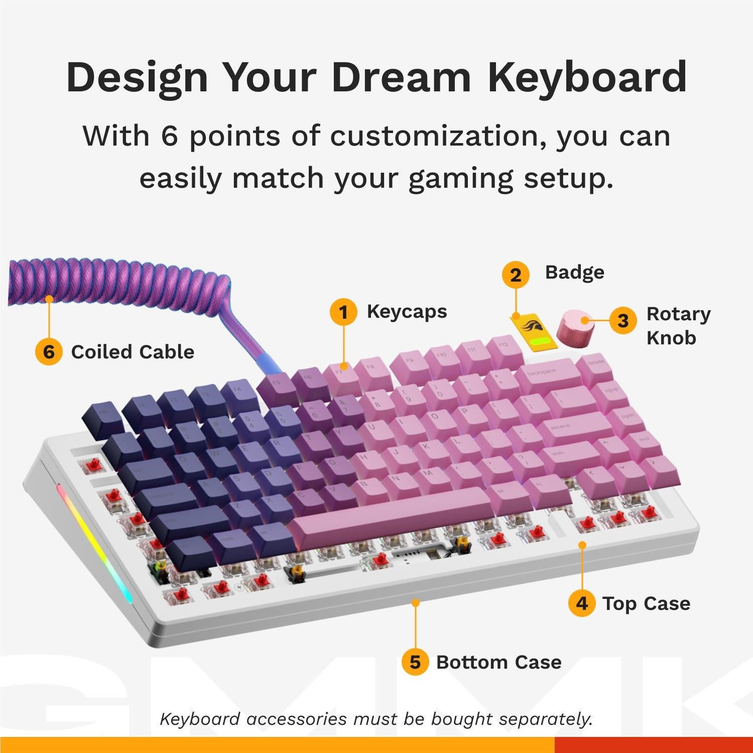 Glorious GMMK 3 75% Prebuilt Wired Gaming Keyboard (White)