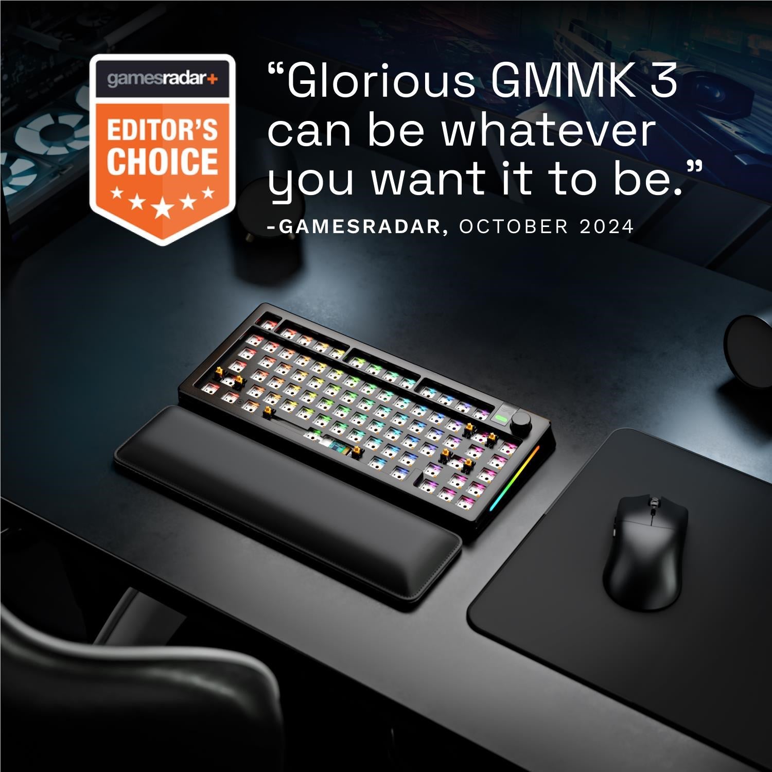 Glorious GMMK 3 PRO 75% Barebones Wired Gaming Keyboard (Black)