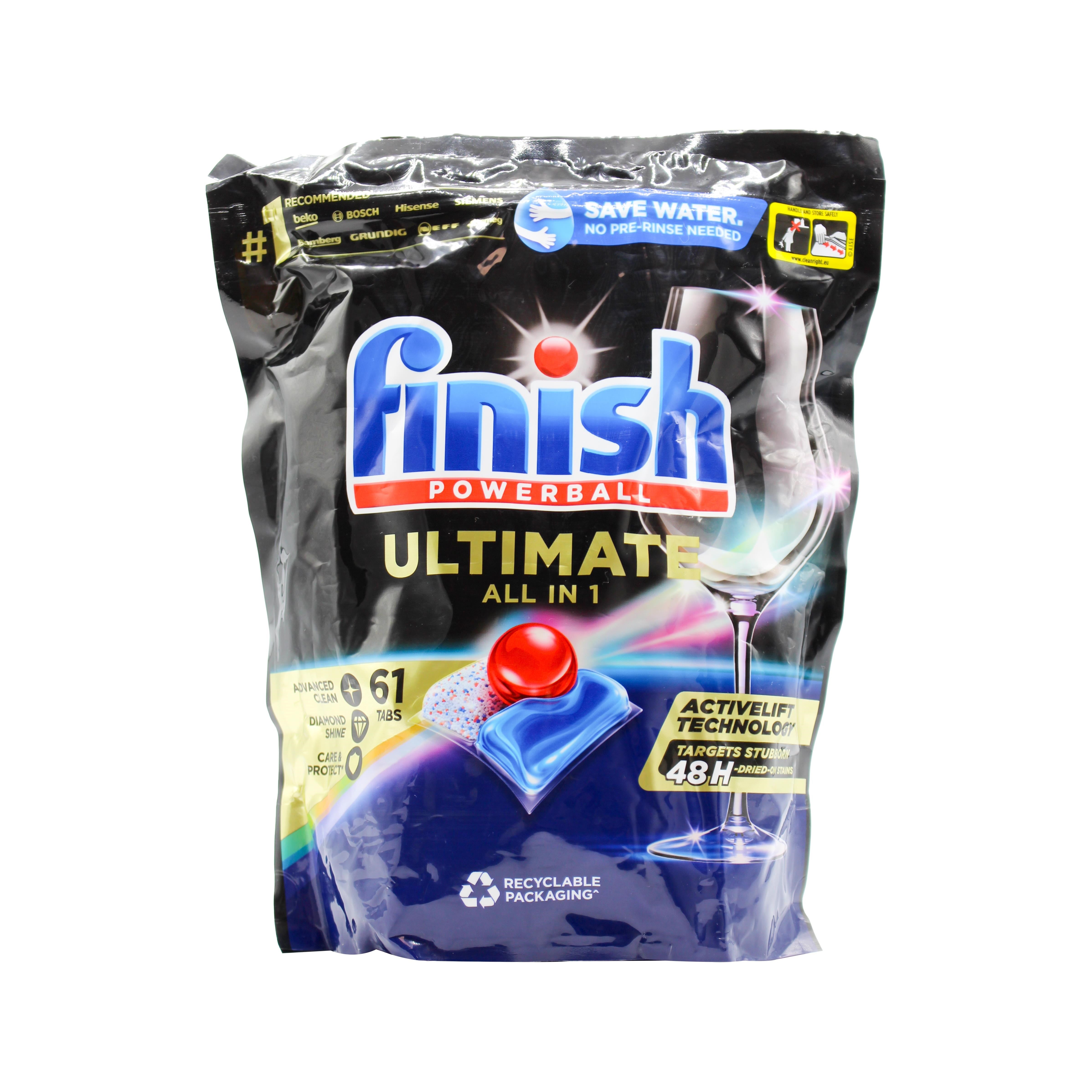 Finish Ultimate All-In-One Powerball Dishwasher Tabs (61 Pack)