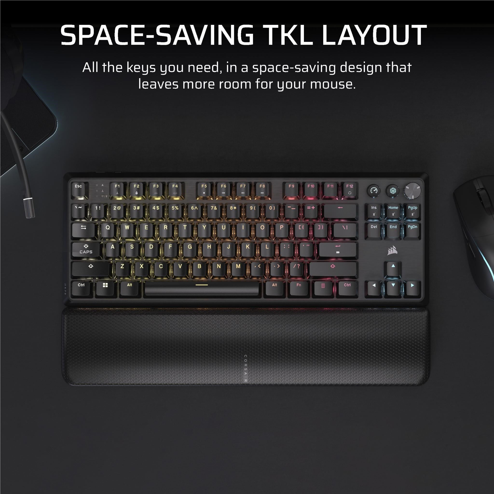 Corsair K70 CORE TKL Wireless Tenkeyless Mechanical Gaming Keyboard (Black)