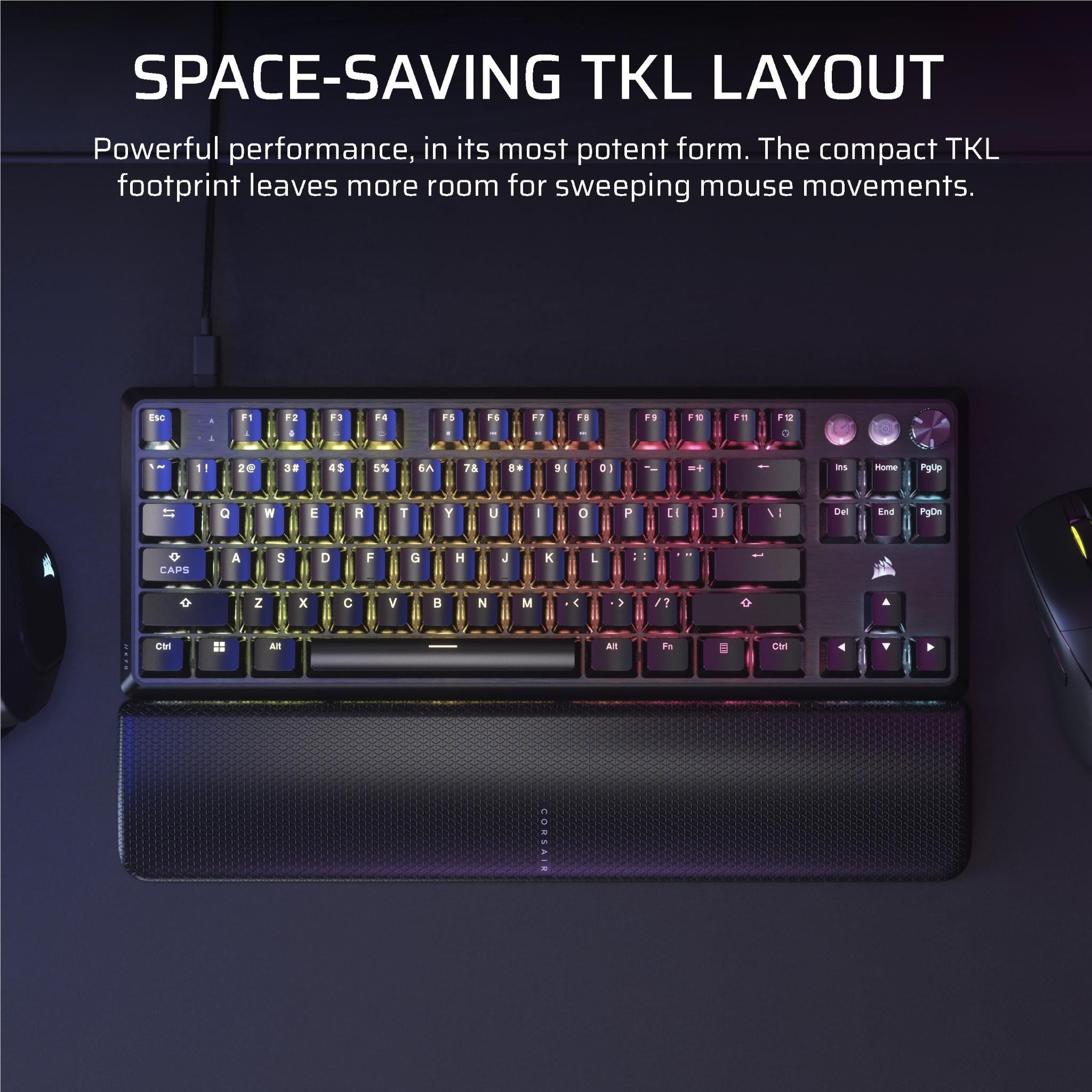 Corsair K70 PRO TKL Tenkeyless Magnetic Mechanical Gaming Keyboard (Black)