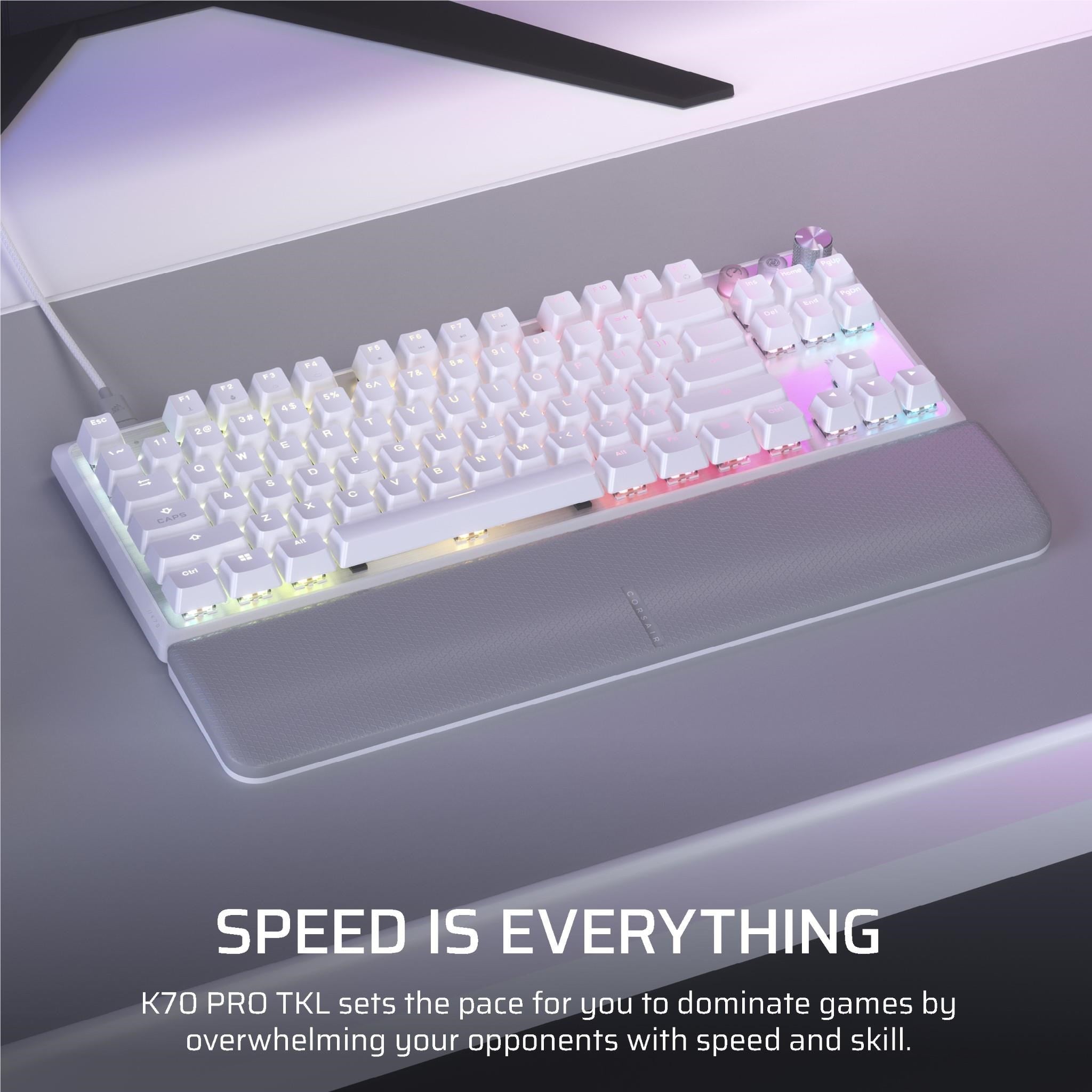Corsair K70 PRO TKL Tenkeyless Magnetic Mechanical Gaming Keyboard (White)