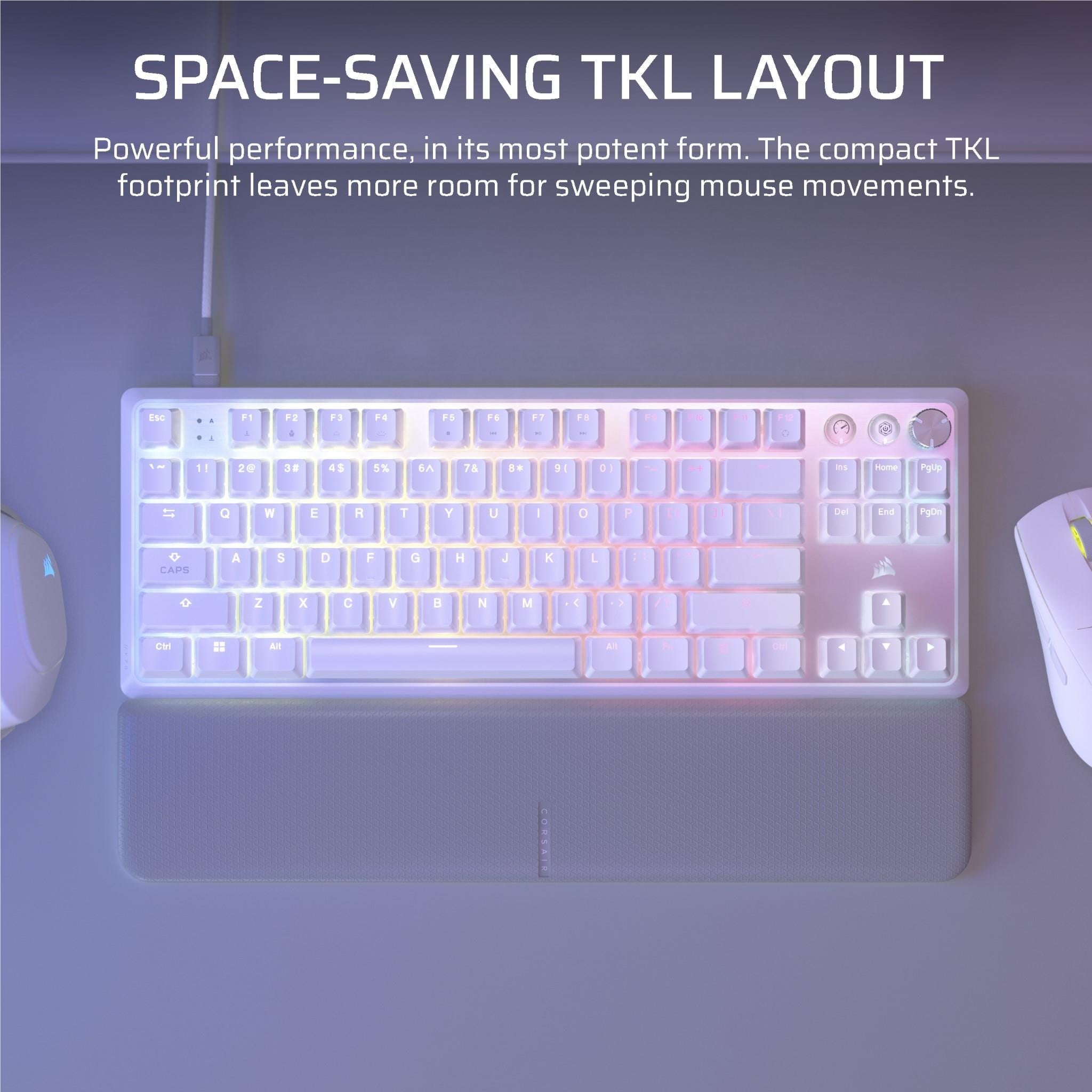 Corsair K70 PRO TKL Tenkeyless Magnetic Mechanical Gaming Keyboard (White)