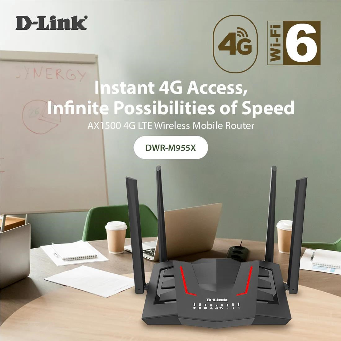 D-Link DWR-M955X 4G LTE AX1500 Dual Band Wi-Fi 6 Router