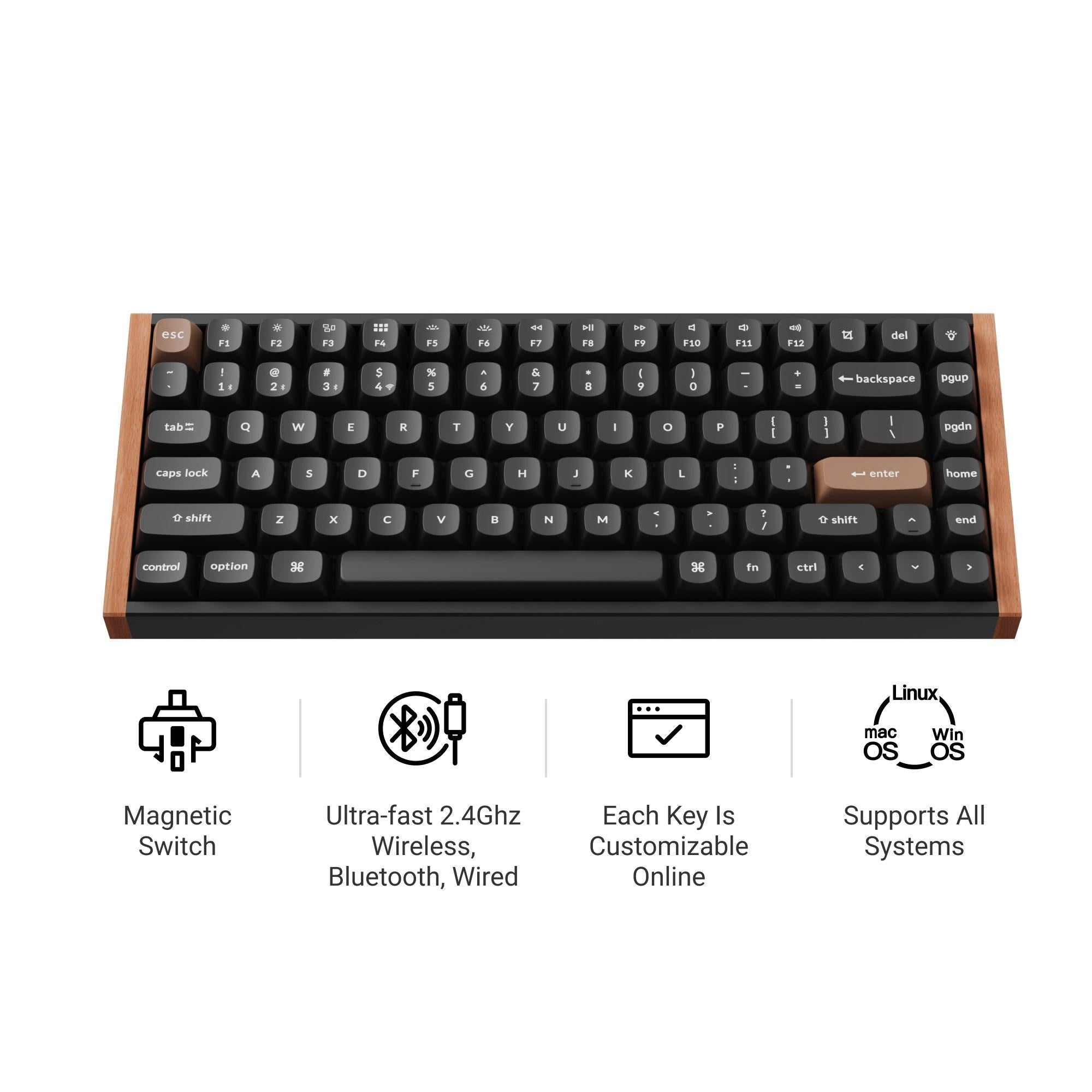 Keychron K2 HE 75% Wireless Magnetic Switch Custom Keyboard (White)