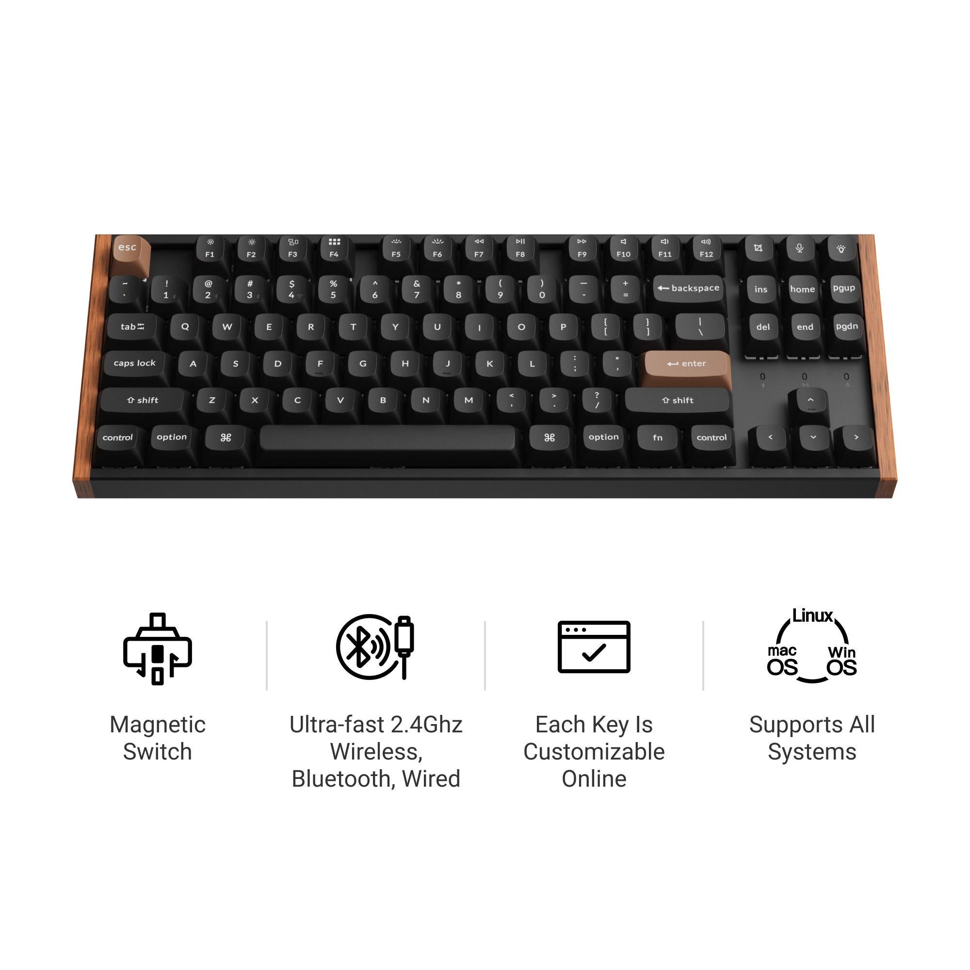 Keychron K8 HE TKL Wireless Magnetic Switch Custom Keyboard (Black)