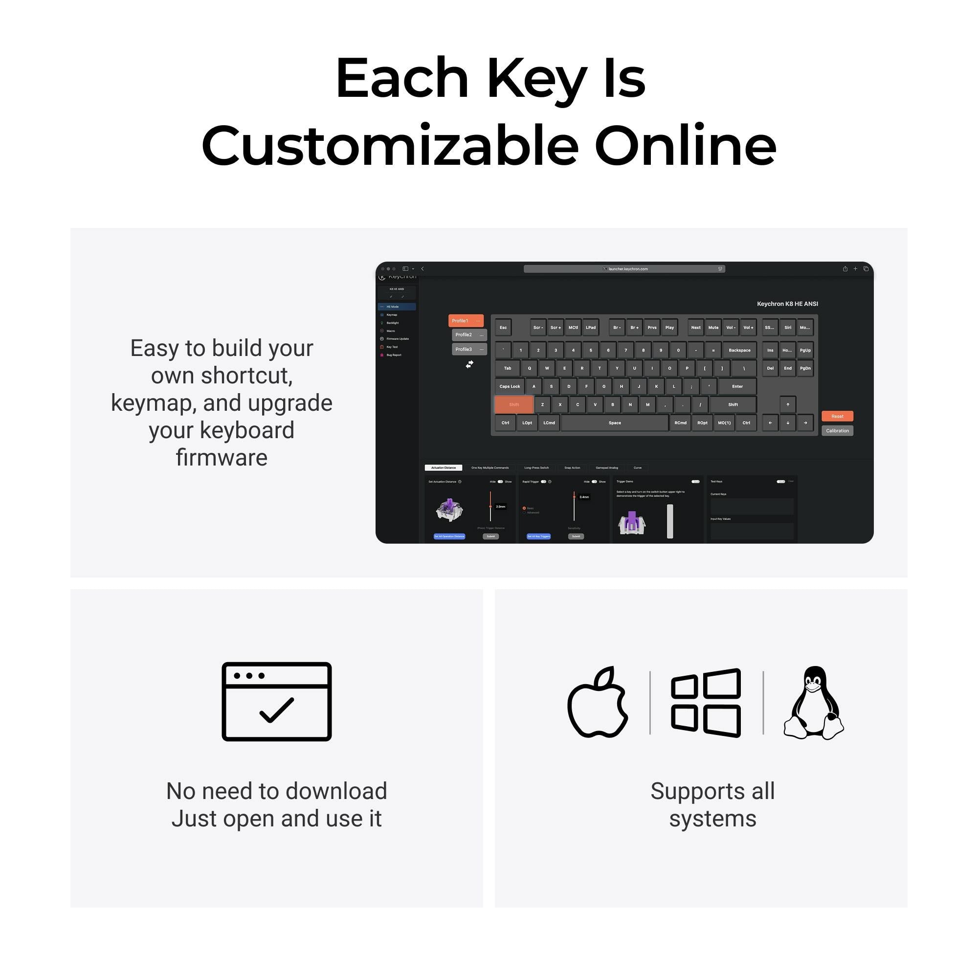 Keychron K8 HE TKL Wireless Magnetic Switch Custom Keyboard (White)