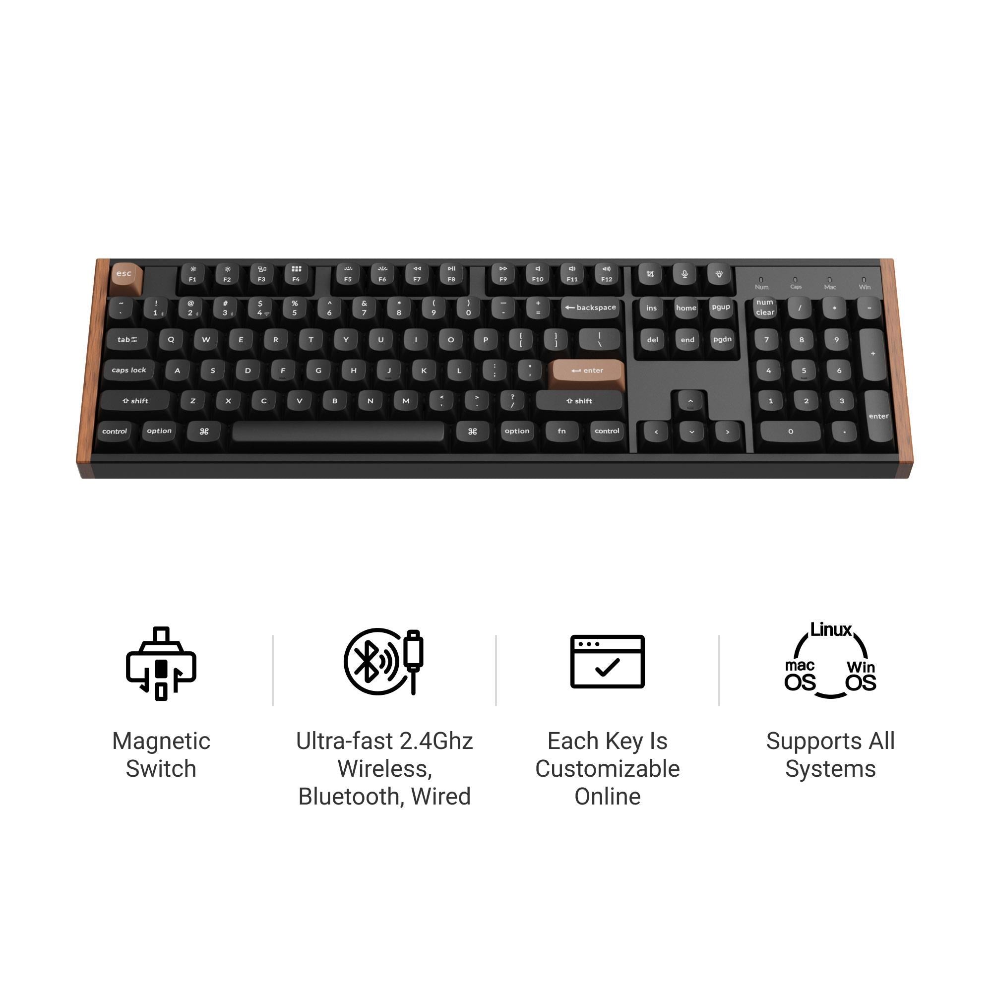 Keychron K10 HE Full Size Wireless Magnetic Switch Custom Keyboard (White)