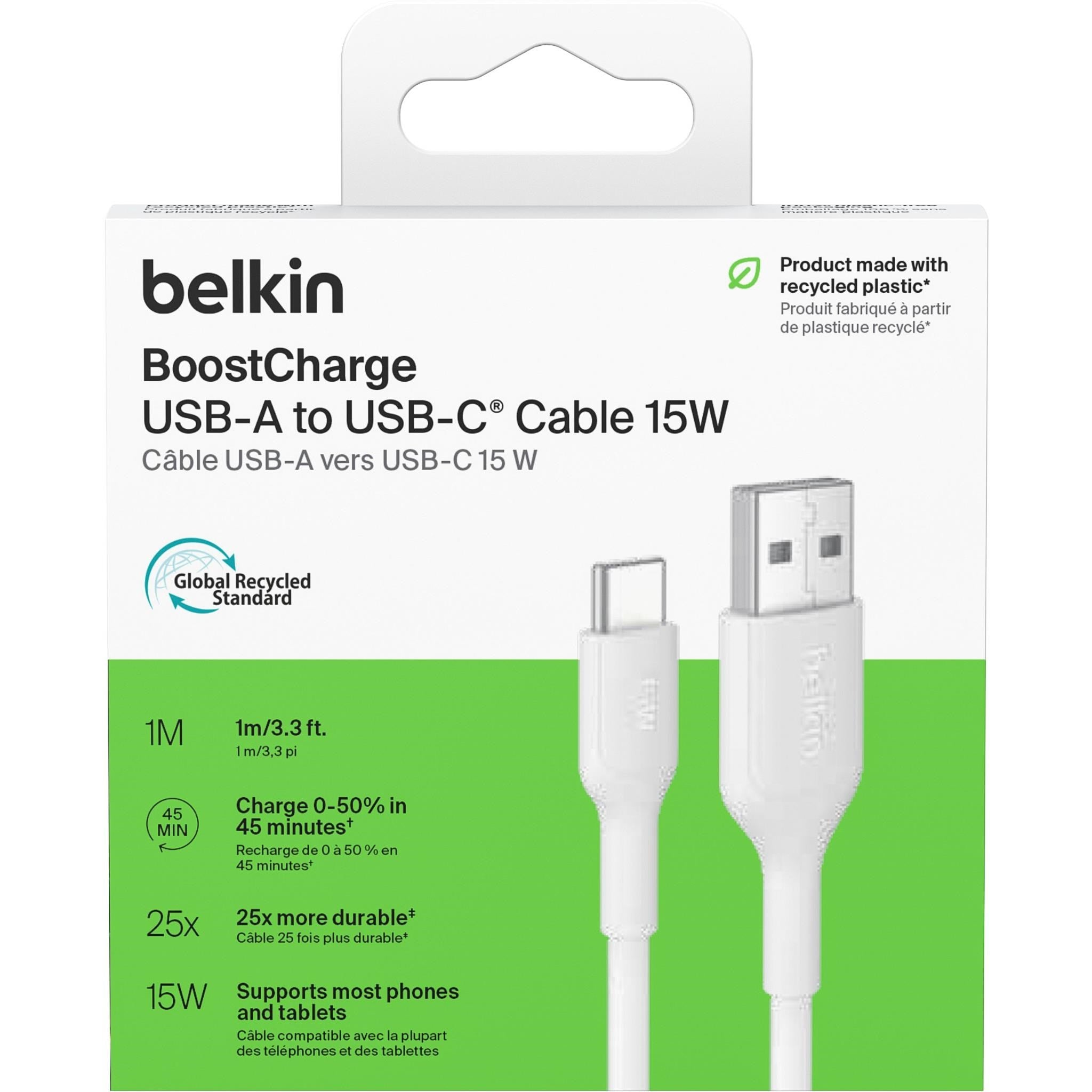 Belkin BoostCharge USB-A to USB-C Cable 15W 1m (White)