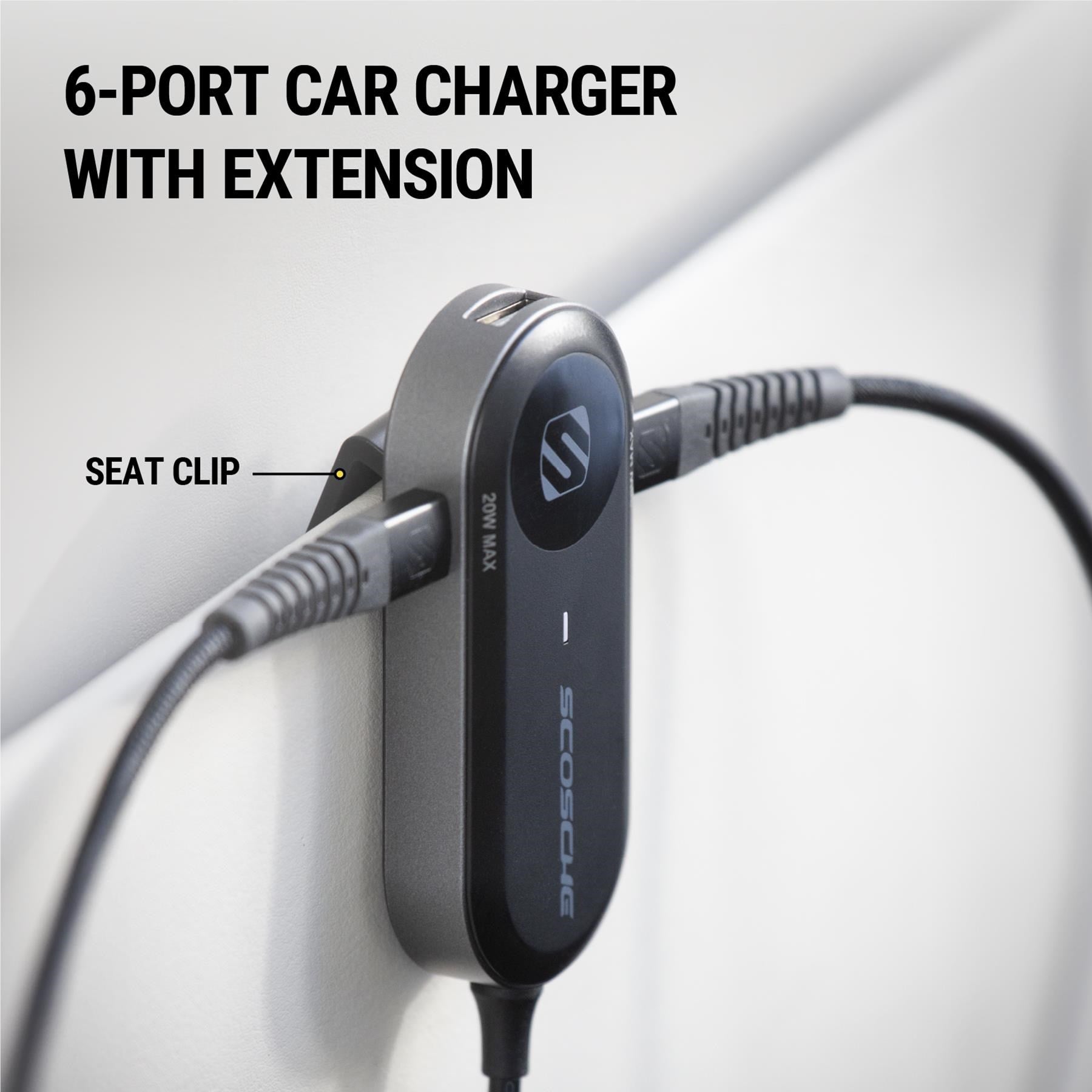 Scosche 100W Multi Travel 6 Port Car Charger