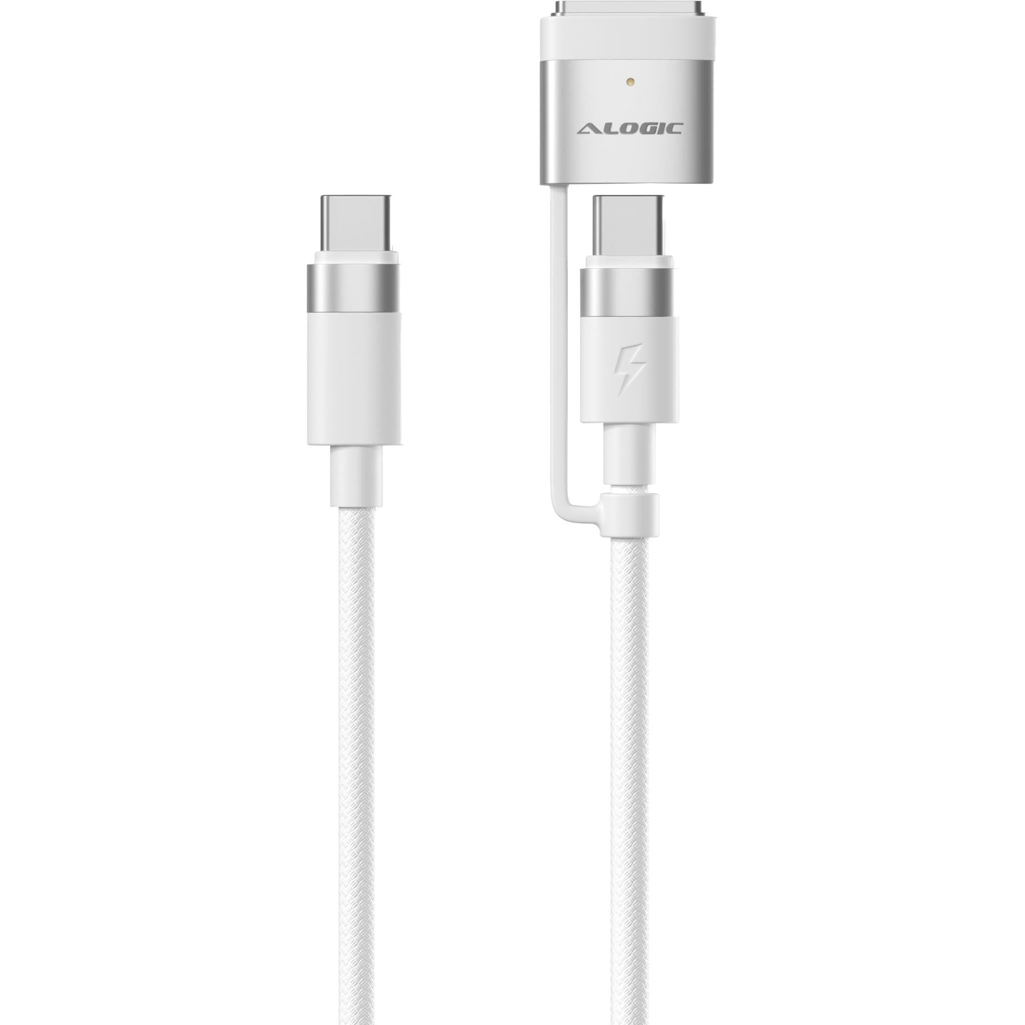 ALOGIC SnapSafe USB-C to C and MagSafe 3 Charge Cable 2m (White)