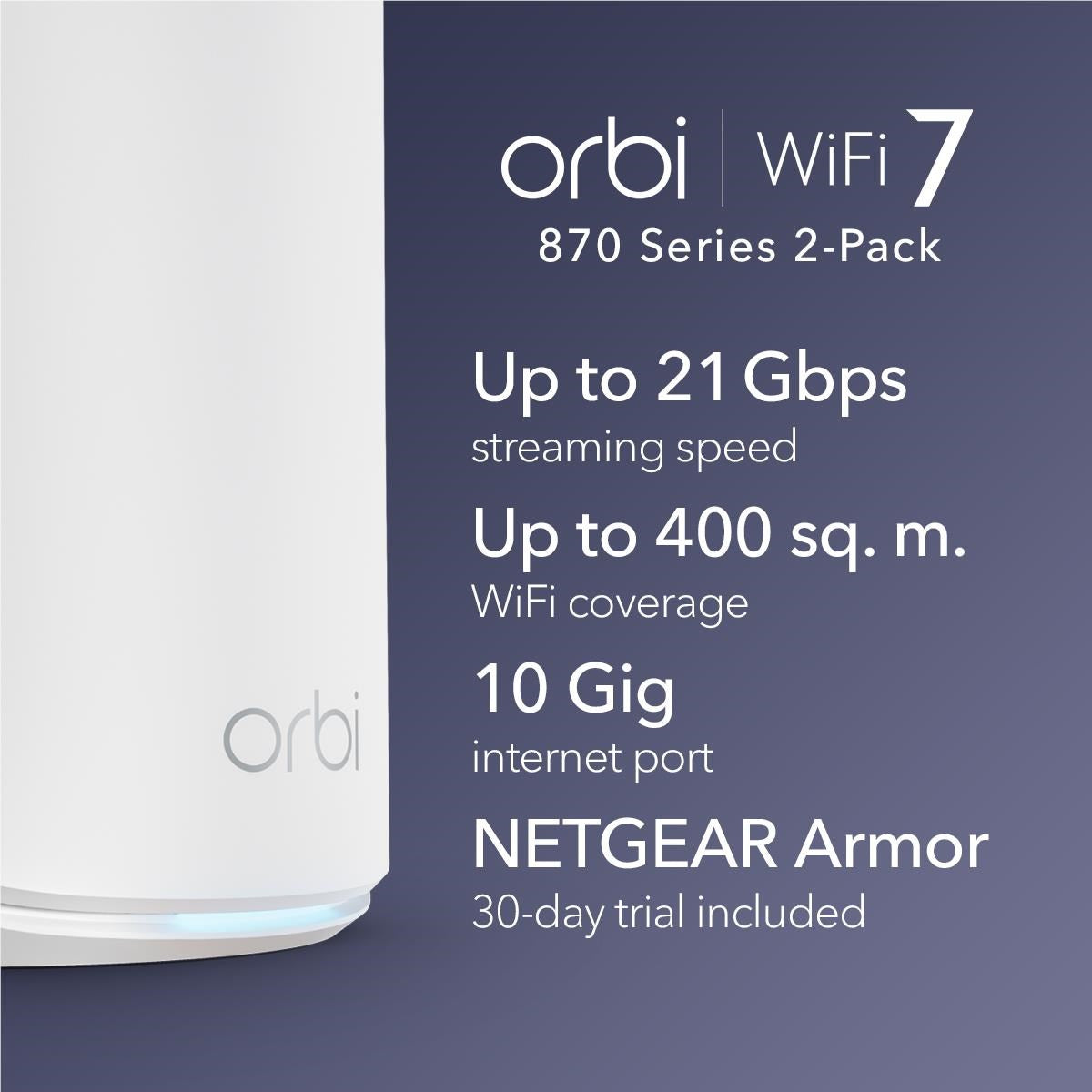 Netgear Orbi 870 Series Tri-Band Mesh Wi-Fi 7 System (2 Pack)