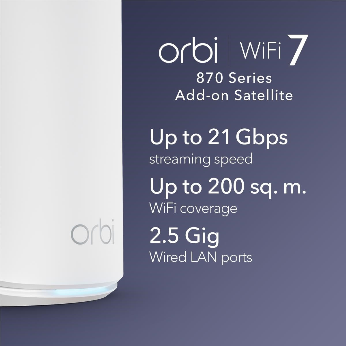 Netgear Orbi 870 Series Tri-Band Mesh Wi-Fi 7 Addon Satellite