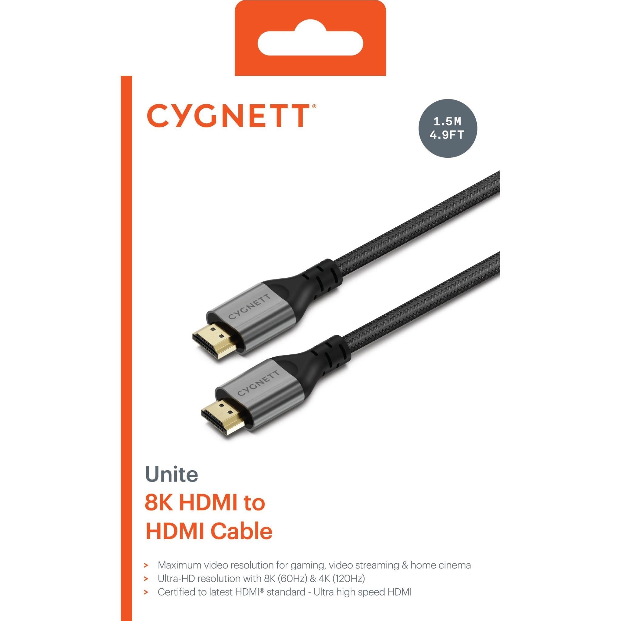 Cygnett Unite 8K HDMI to HDMI Cable 1.5M (Black)