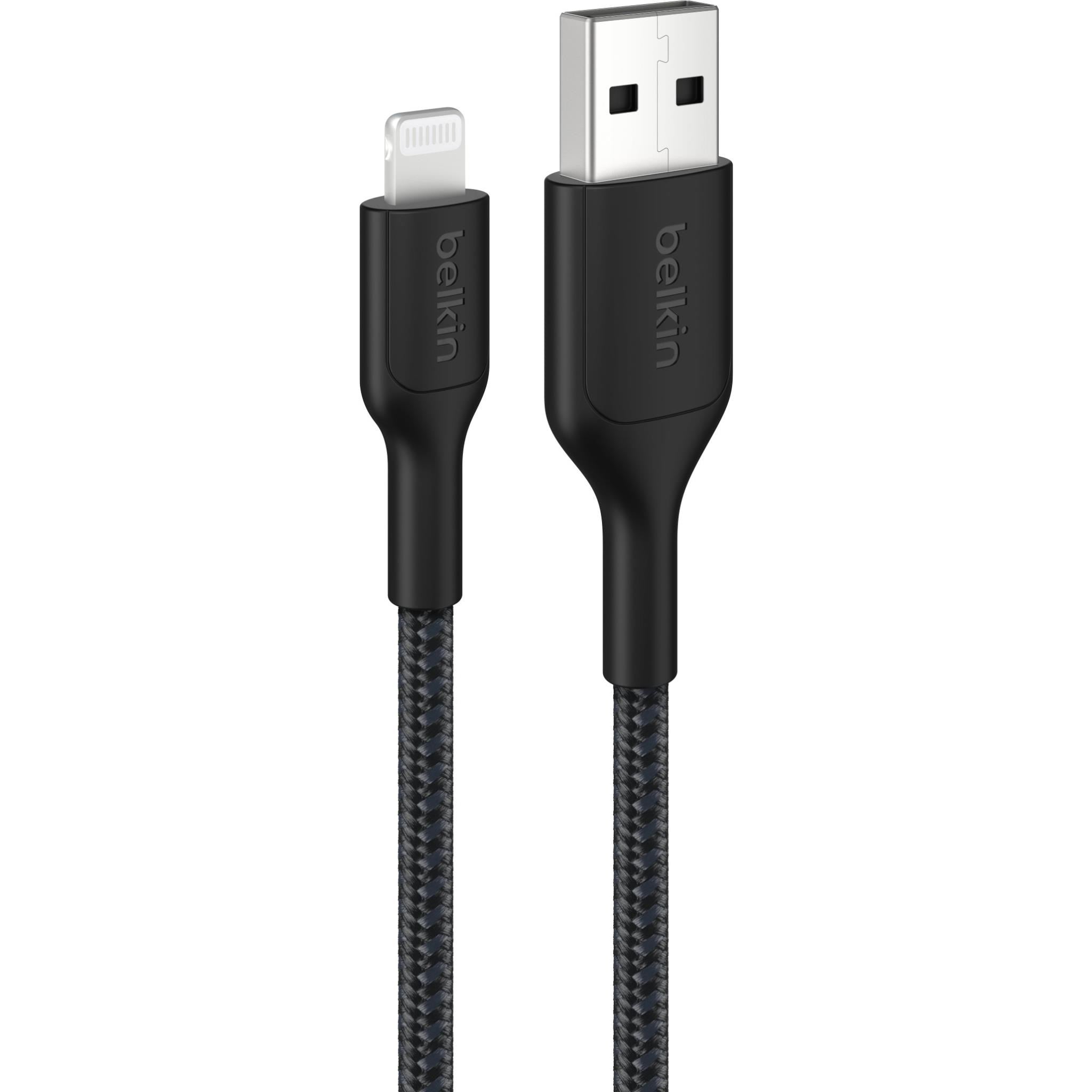 Belkin BoostCharge Braided USB-A to Lightning Cable 15cm (Black)