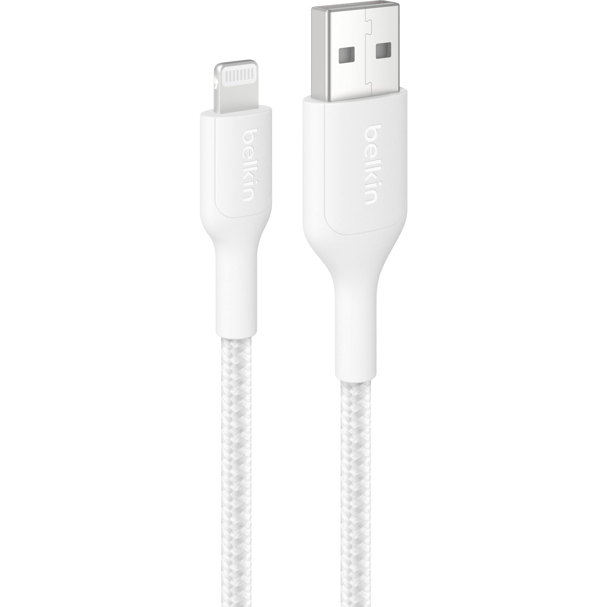Belkin BoostCharge Braided USB-A to Lightning Cable 1m (White)