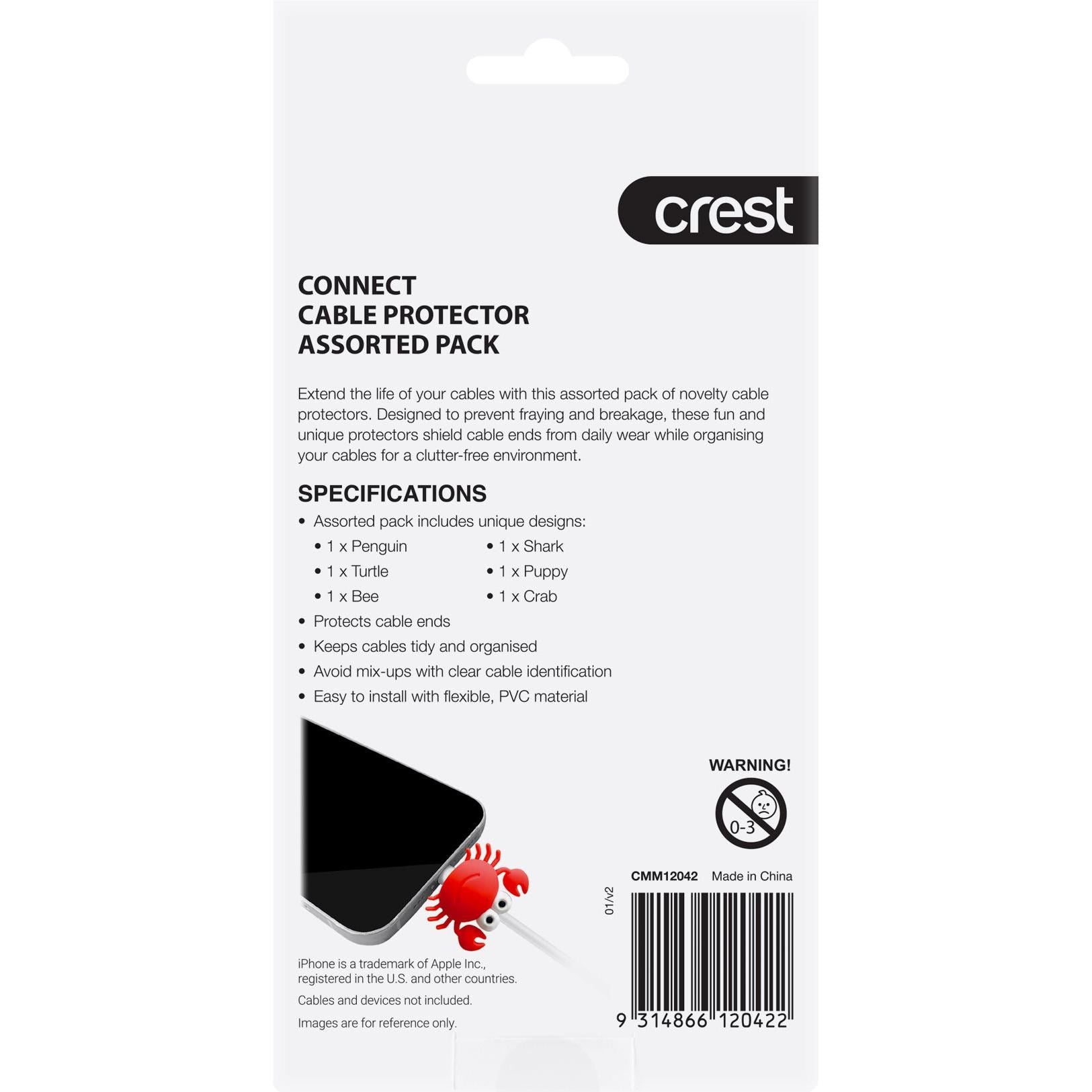 Crest Cable Protectors Novelty Animals (Assorted 6pc)