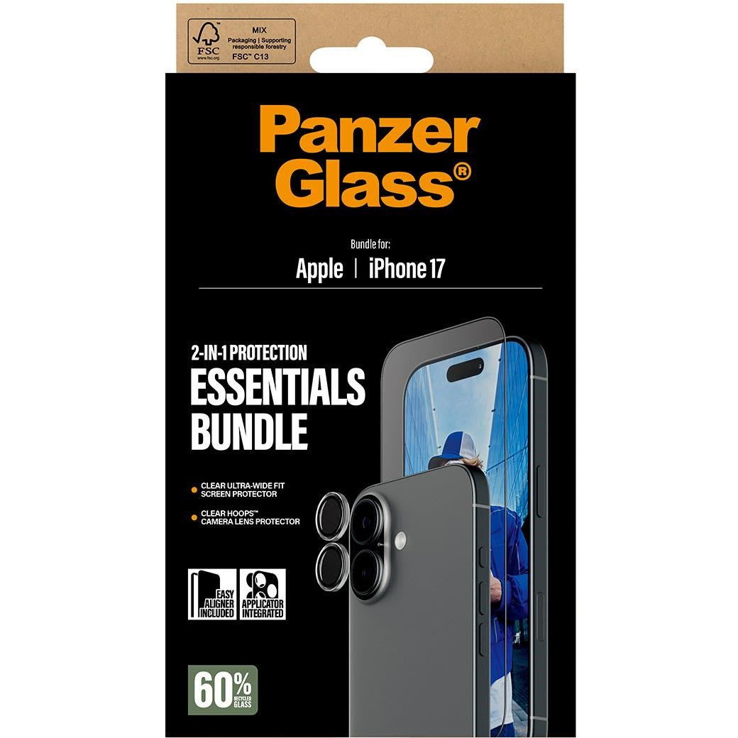 PanzerGlass 2-in-1 Bundle UWF Screen Protector + Hoops for iPhone 17