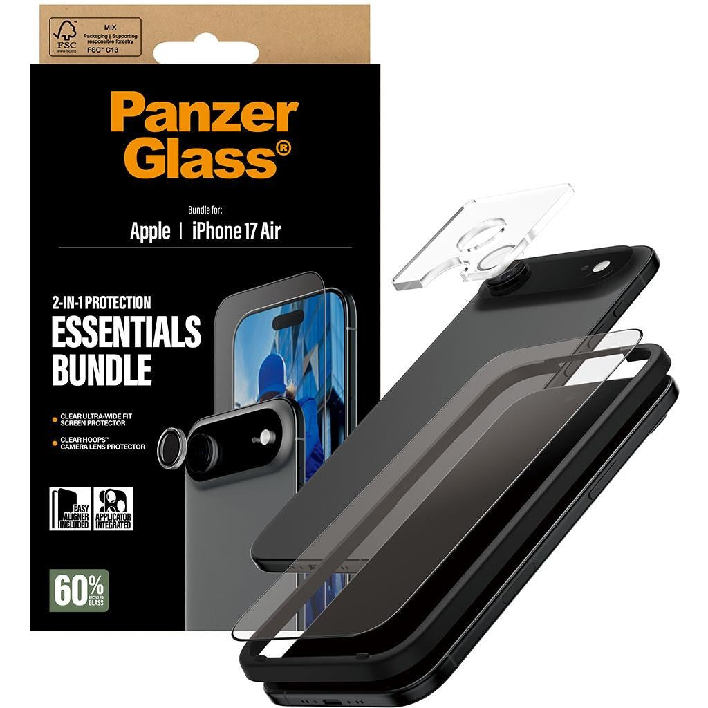 PanzerGlass 2-in-1 Bundle UWF Screen Protector + Hoops for iPhone Air