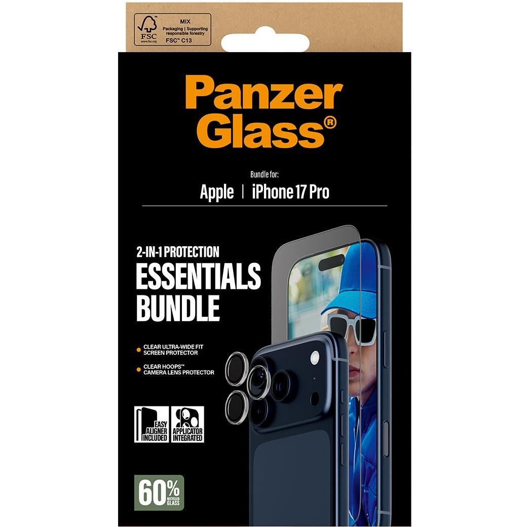 PanzerGlass 2-in-1 Bundle UWF Screen Protector + Hoops for iPhone 17 Pro
