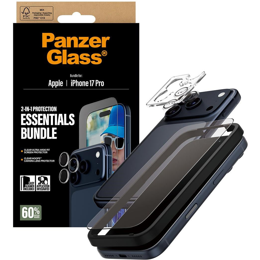 PanzerGlass 2-in-1 Bundle UWF Screen Protector + Hoops for iPhone 17 Pro