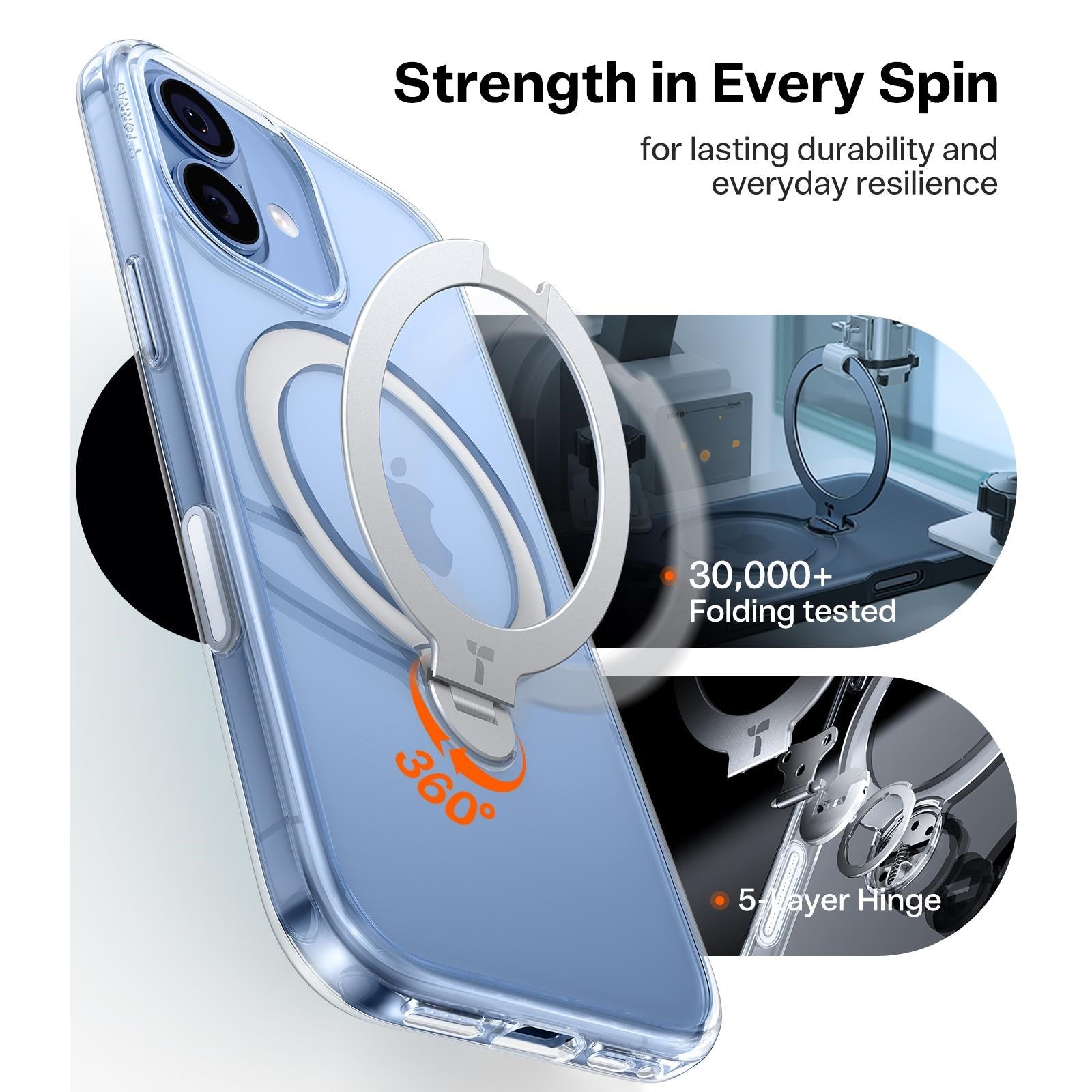 Torras Ostand Spin Case for iPhone 17 (Clear)