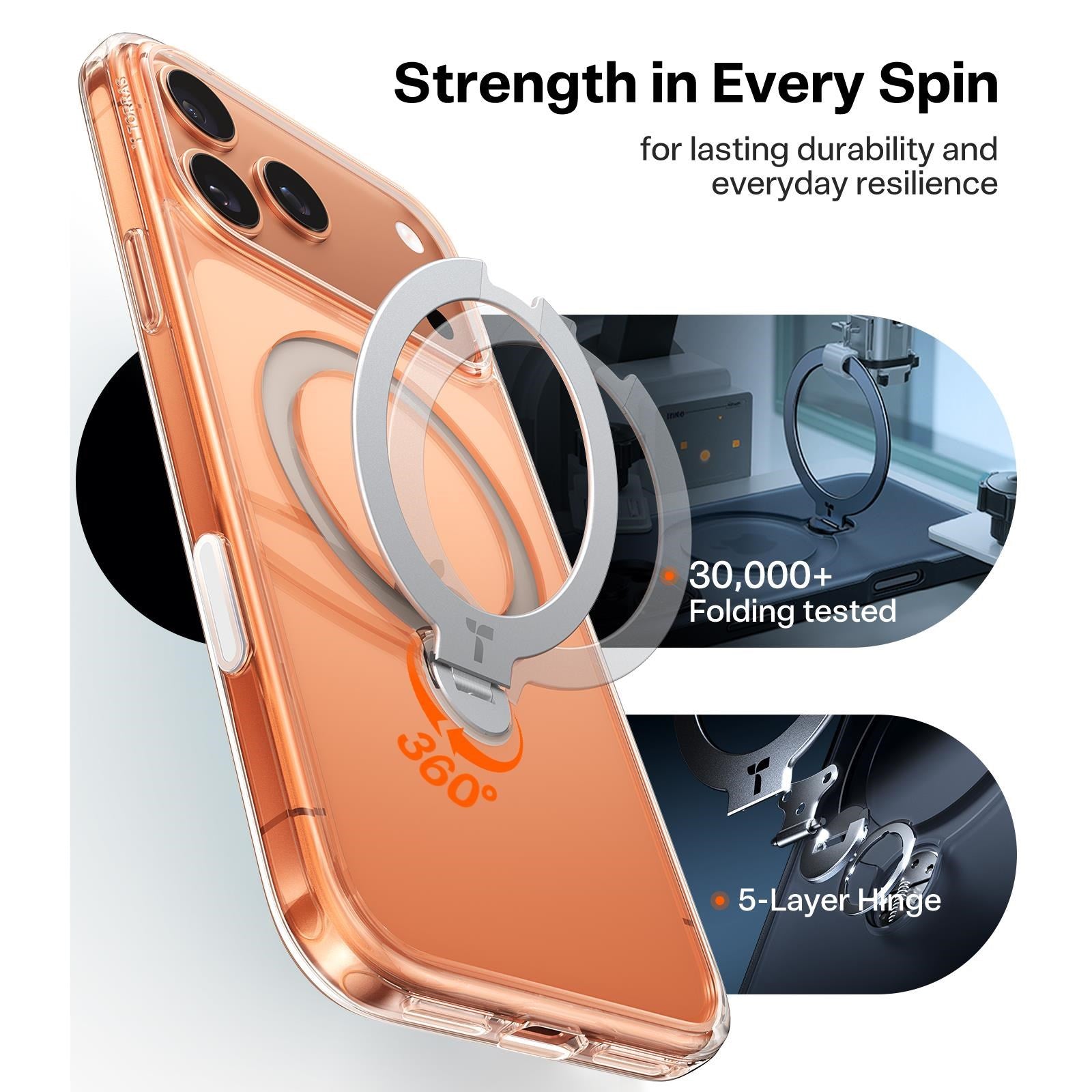 Torras Ostand Spin Case for iPhone 17 Pro (Clear)