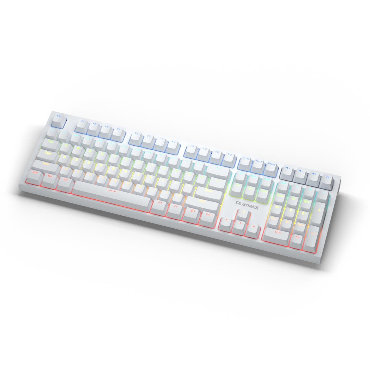 Playmax PRO White RGB Mechanical Gaming Keyboard (Blue Bonus Key Caps)