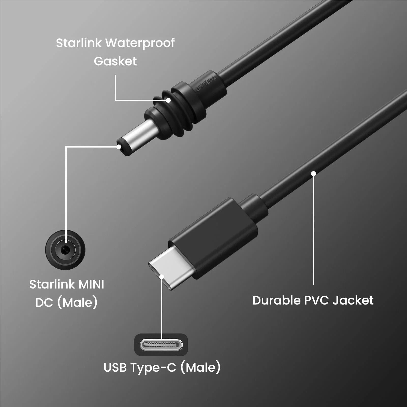 Stargear Mini Starlink USB-C/DC Power Cable (2m)