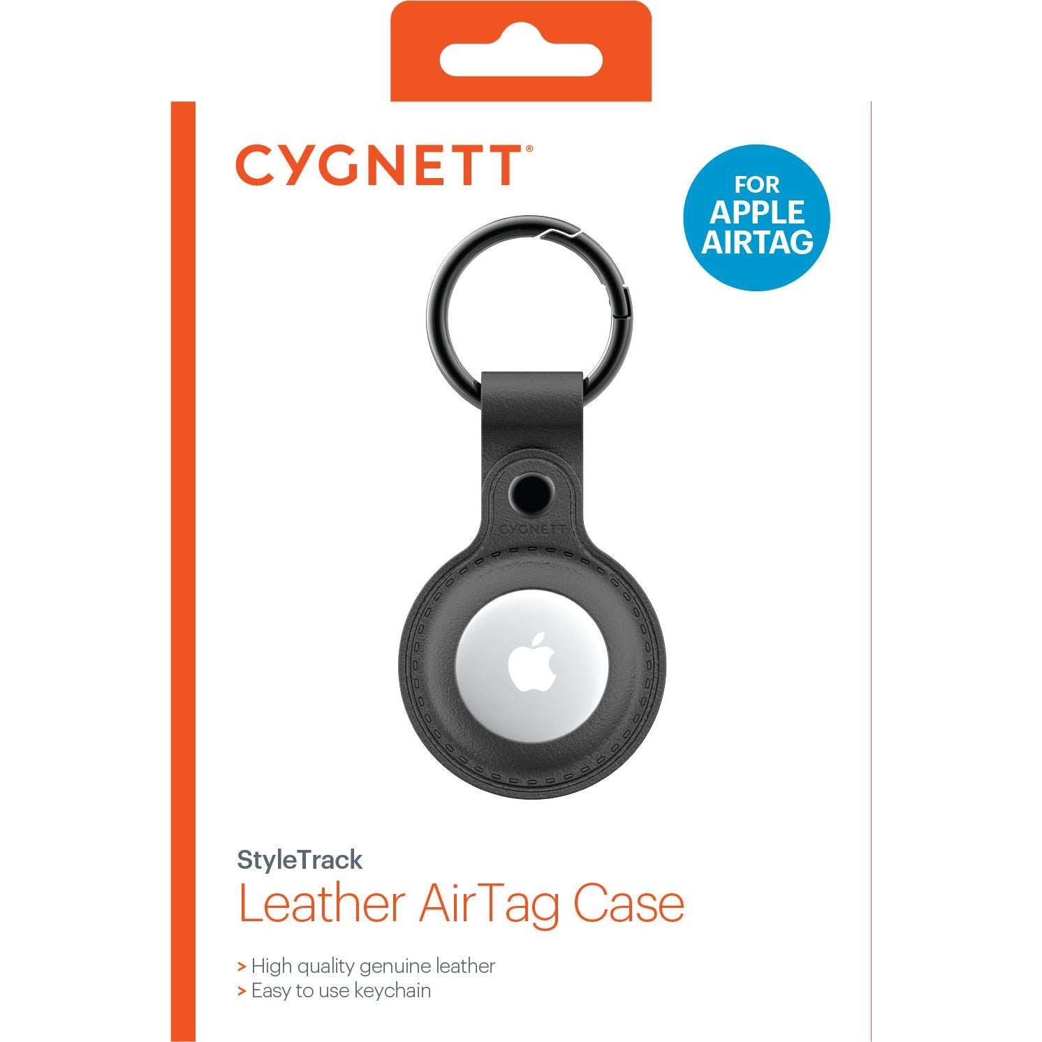 Cygnett StyleTrack Leather AirTag Case (Black)