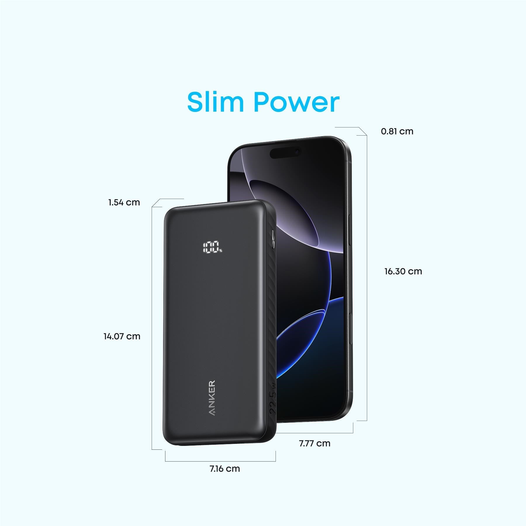 Anker 10K 22.5W Power Bank with Built-in USB-C Cable (Black)