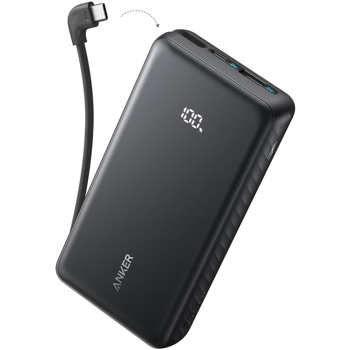 Anker 20K 22.5W Power Bank with Built-in USB-C Cable (Black)