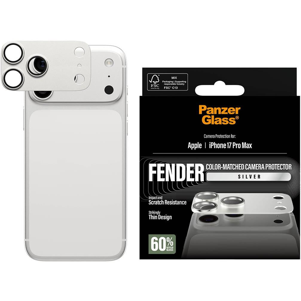 PanzerGlass Fender Camera Lens Protector for iPhone 17 Pro Max (Silver)