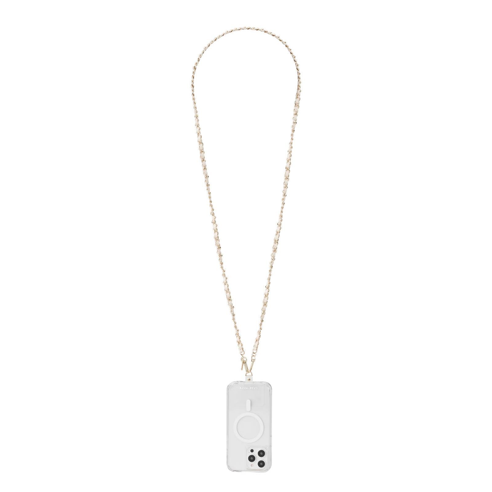 Case-Mate Crossbody Phone Strap (Gold Chain/Cream Leather)