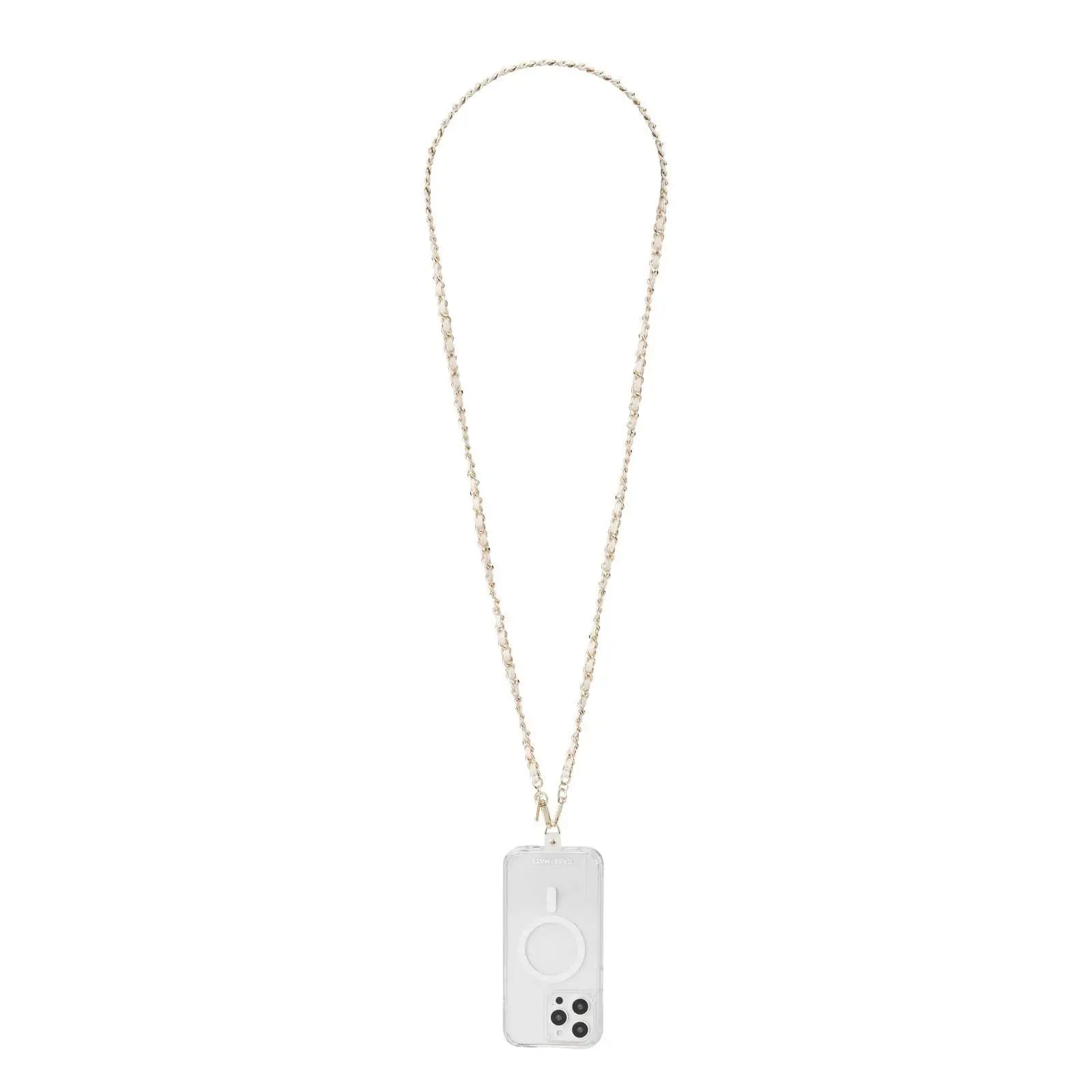Case-Mate Crossbody Phone Strap (Gold Chain/Cream Leather)