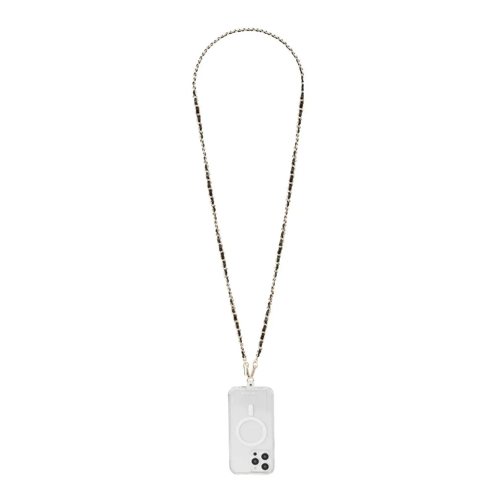 Case-Mate Crossbody Phone Strap (Gold Chain/Black Leather)