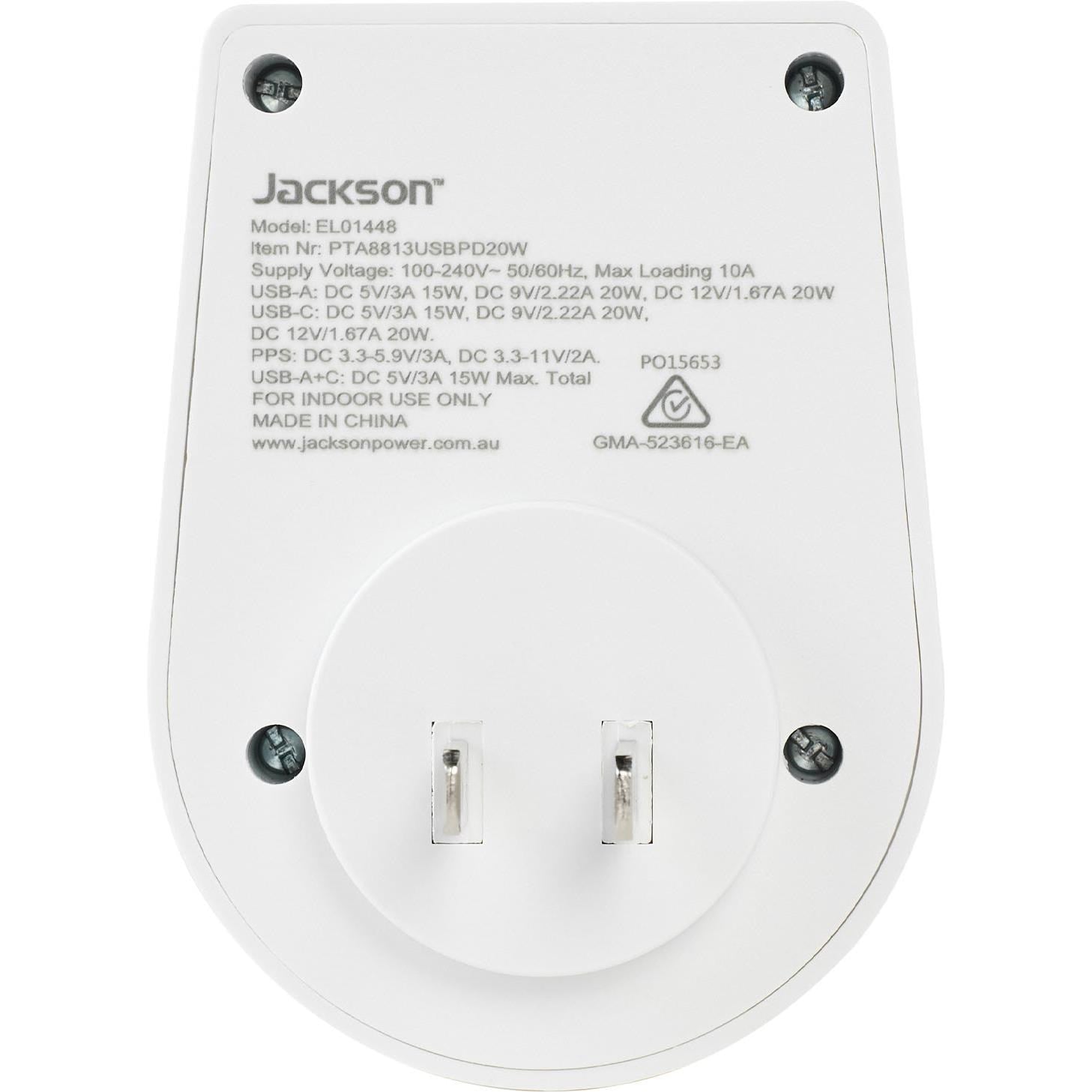 Jackson MOVE Rapid Charge PD20W USB-C/A Outbound Travel Adaptor for Japan. South America & More