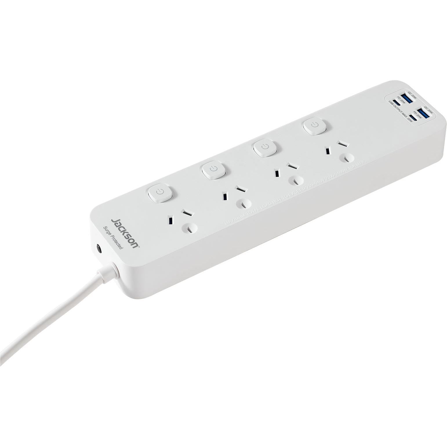 Jackson Rapid Charge PD20W USB-A & USB-C Switched 4 Outlet Powerboard