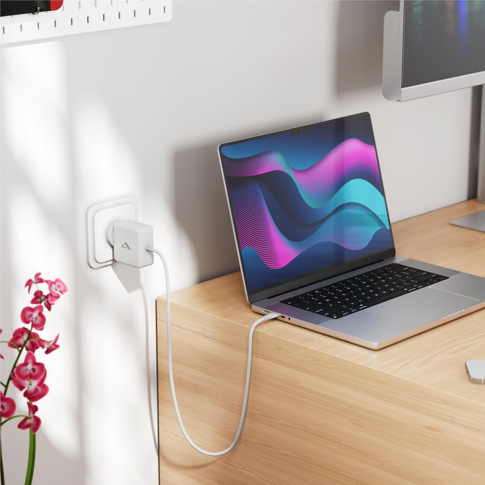 ALOGIC Rapid Power 65W Wall GaN Charger with Fixed USB-C Cable (White)