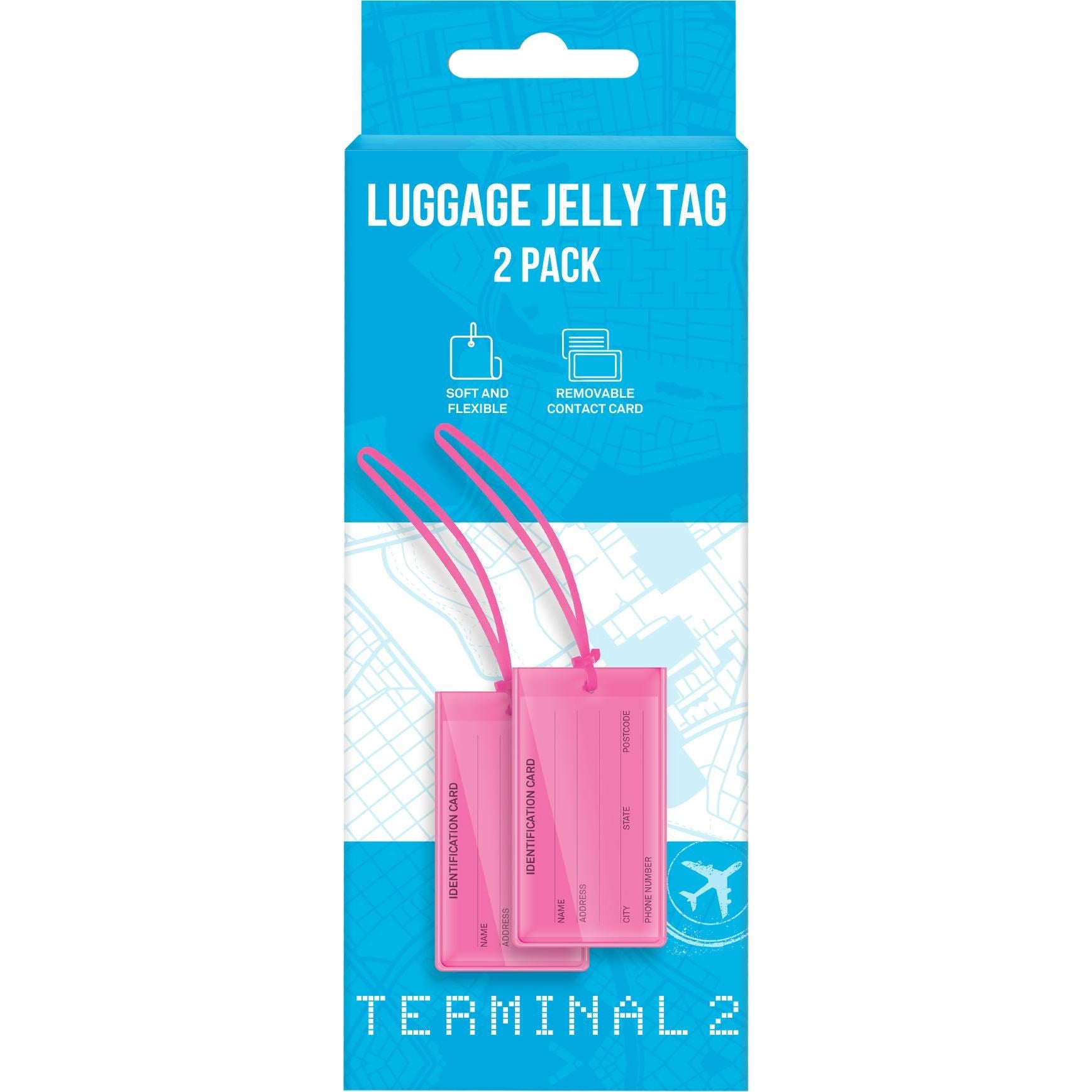 Terminal 2 Luggage Jelly Tags 2 Piece (Pink)