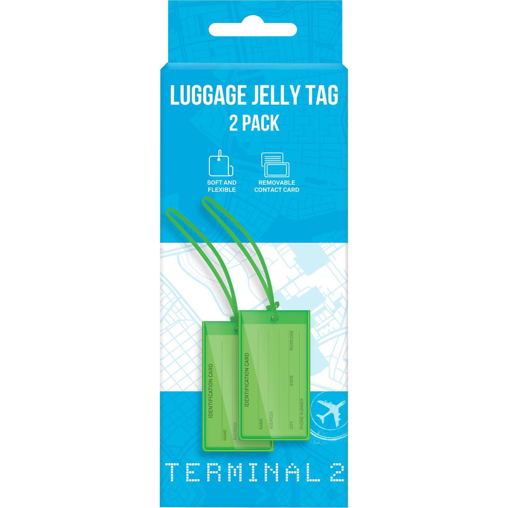 Terminal 2 Luggage Jelly Tags 2 Piece (Green)