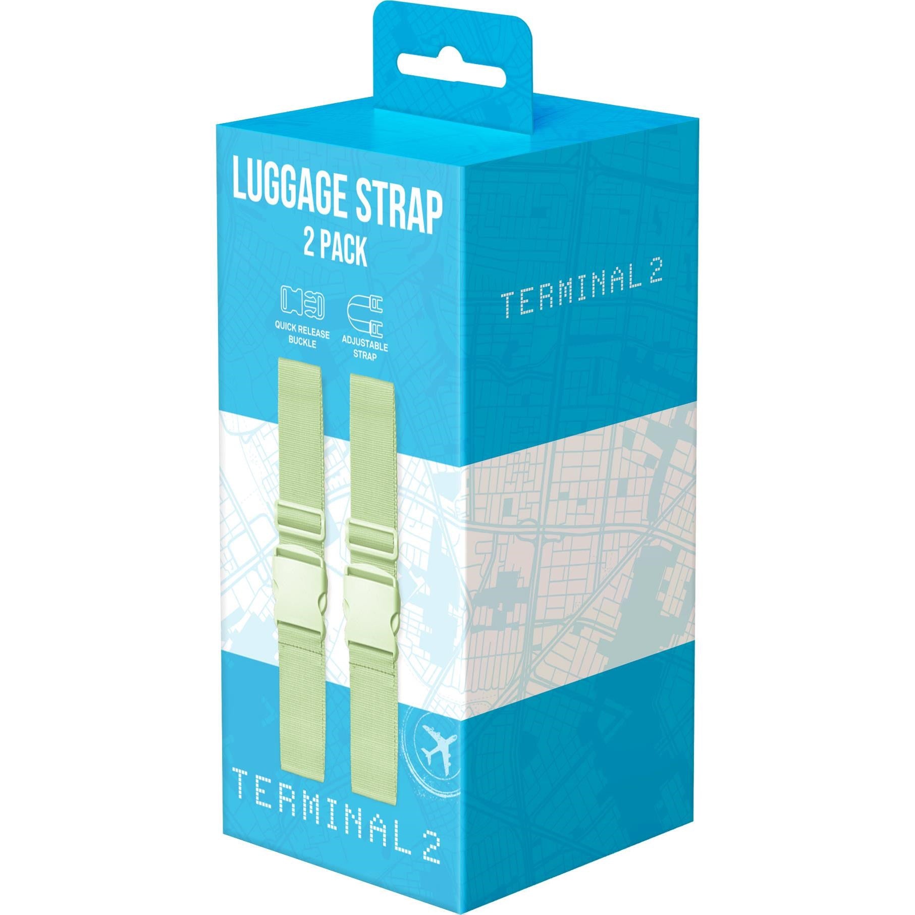 Terminal 2 Luggage Straps 2 Piece (Green)