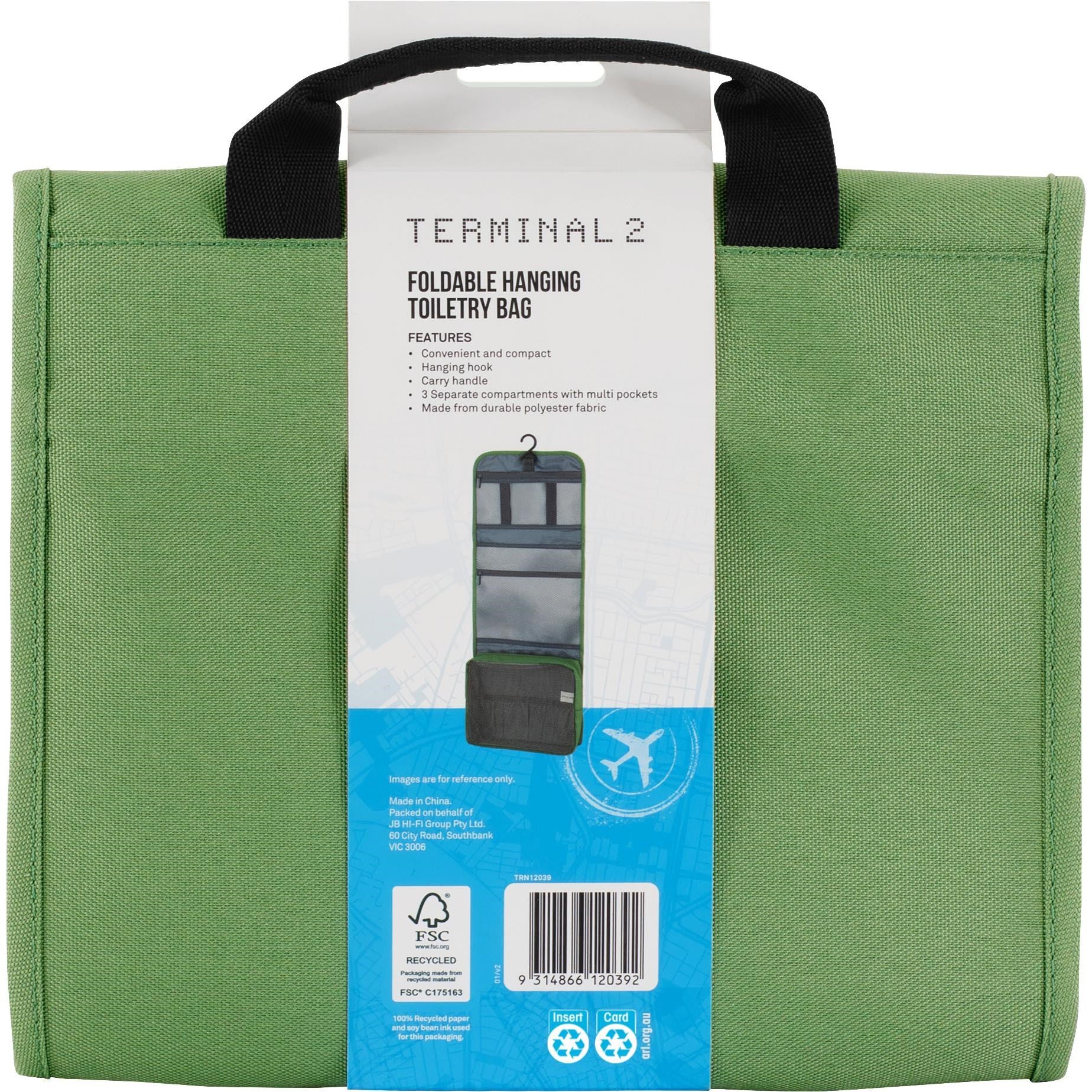 Terminal 2 Hanging Travel Organiser Bag (Green)