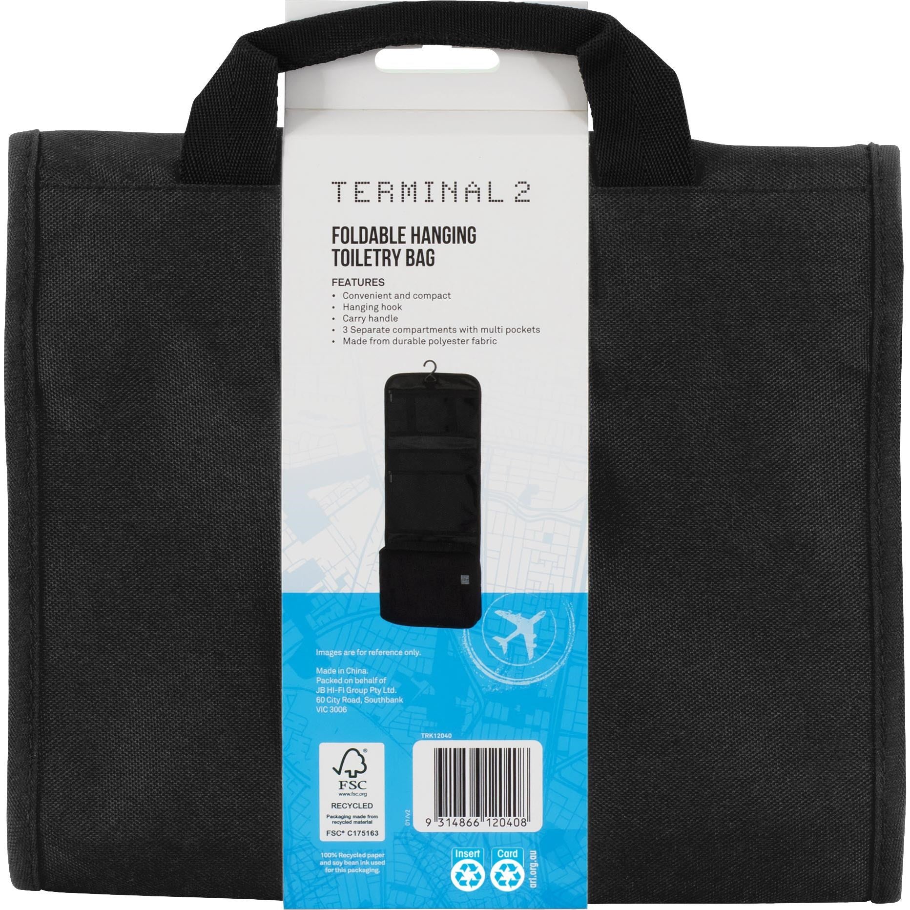 Terminal 2 Hanging Travel Organiser Bag (Black)