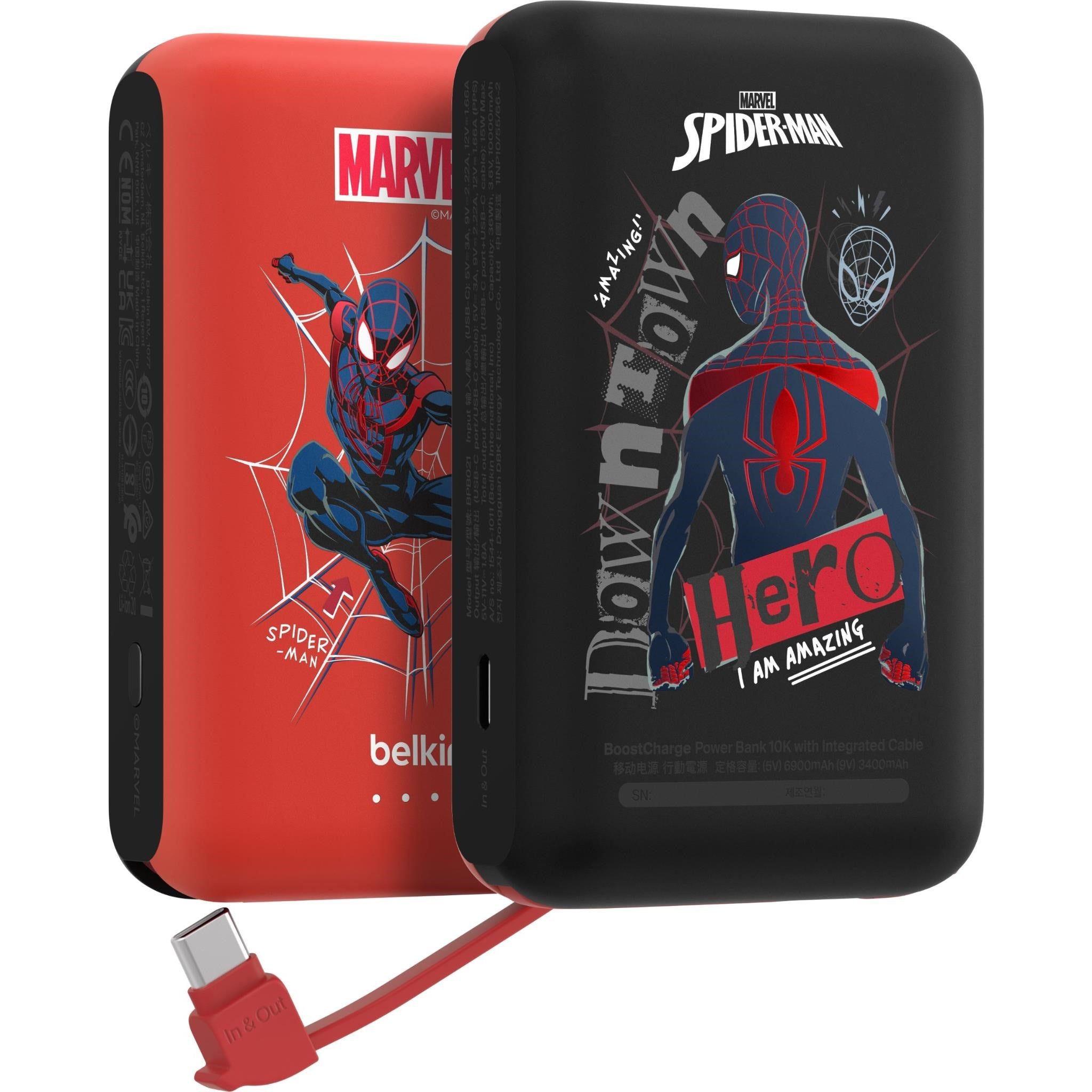 Belkin BoostCharge Power Bank 10K with Integrated Cable (Disney Collection: Marvel Spider-Man)