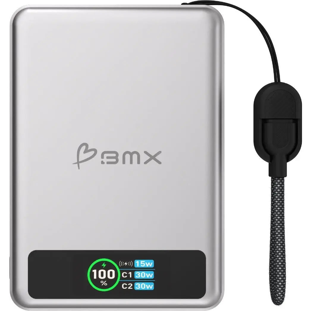 BMX SolidSafe 10K Semi-Solid-State Magnetic Power Bank (Silver)