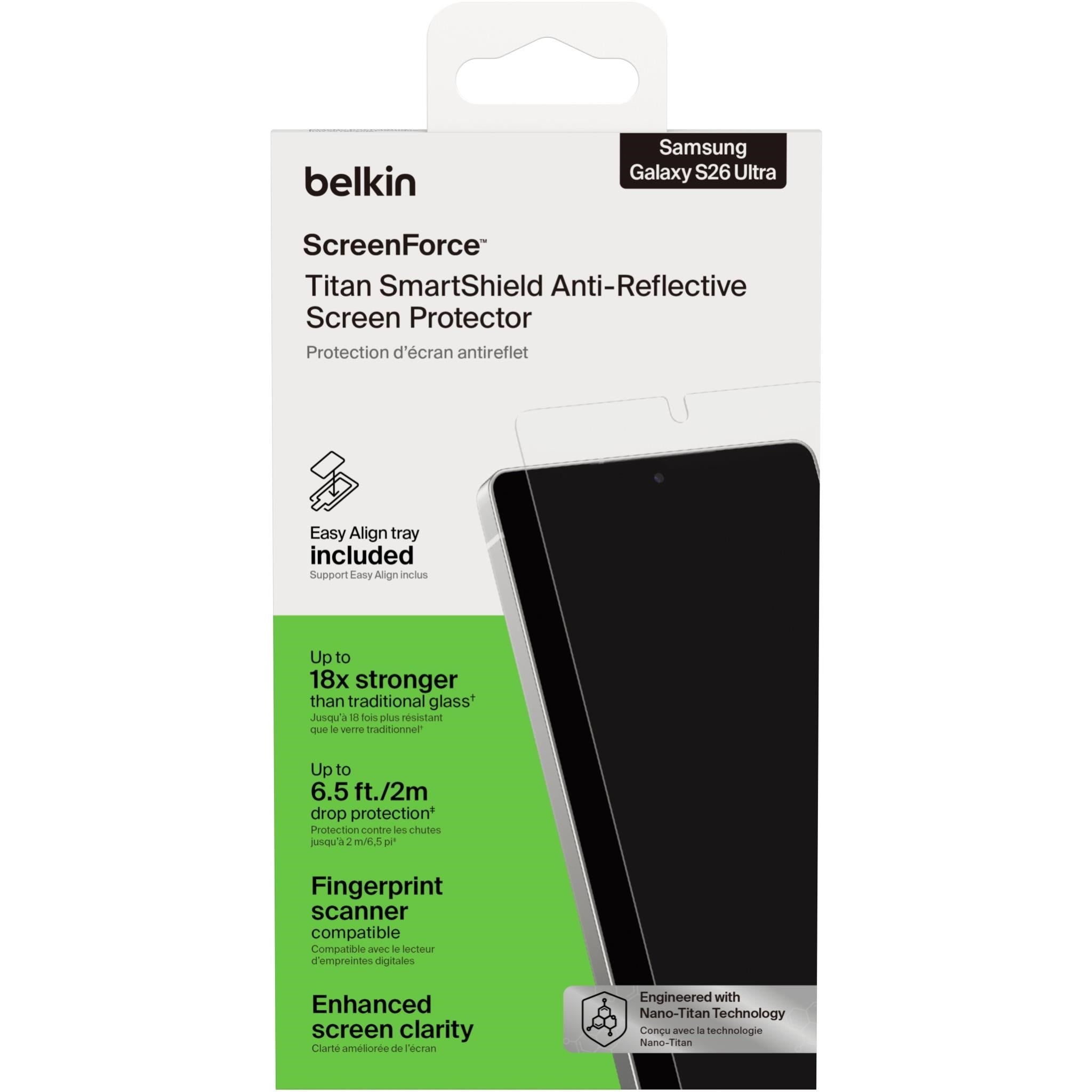 Belkin Titan SmartShield Anti-Reflective Screen Protector for Galaxy S26 Ultra